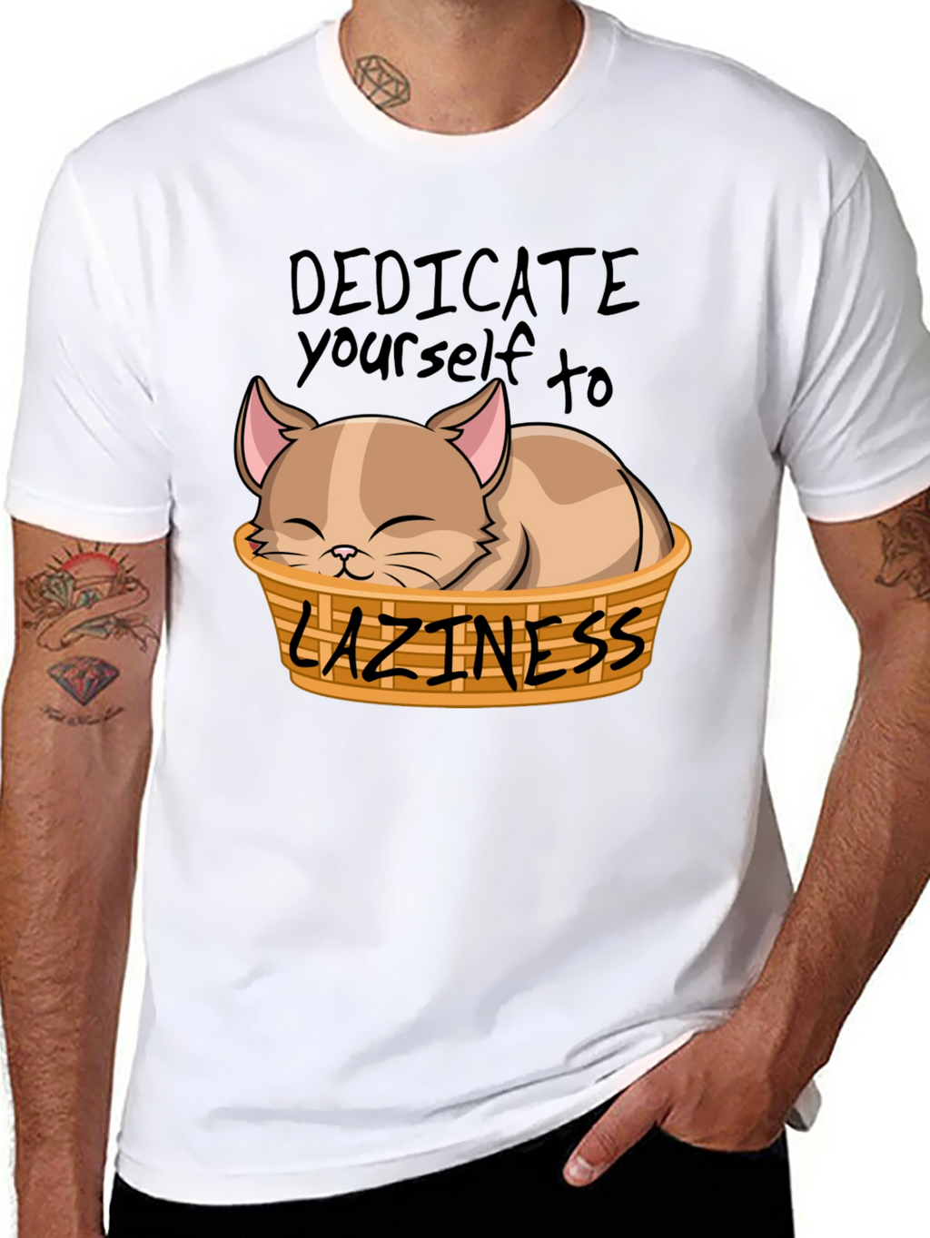 Dedicate Yourself to Laziness Cat T-Shirt