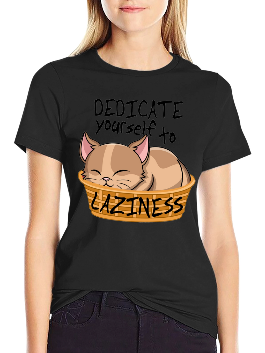 Dedicate Yourself to Laziness Cat T-Shirt