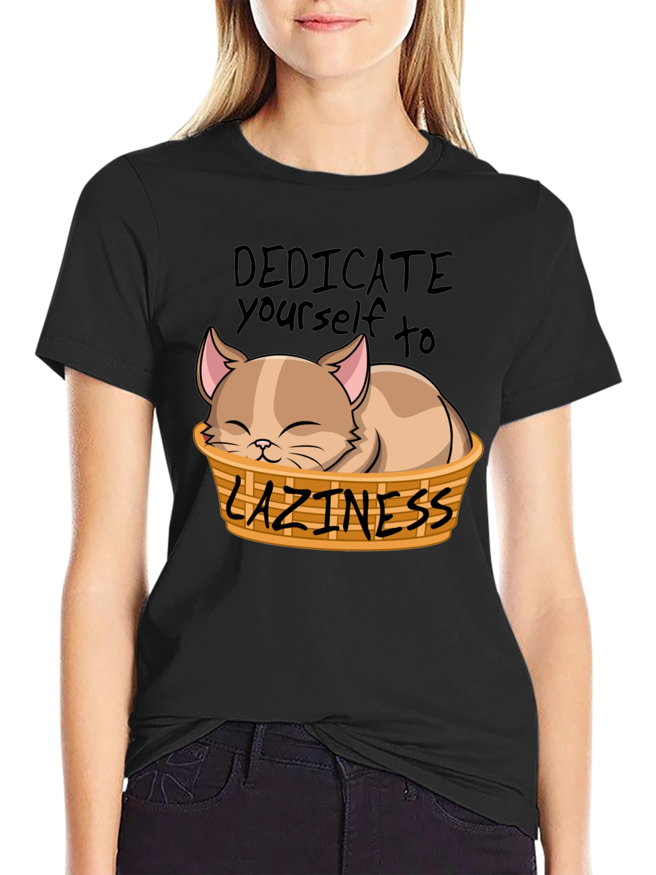 Dedicate Yourself to Laziness Cat T-Shirt