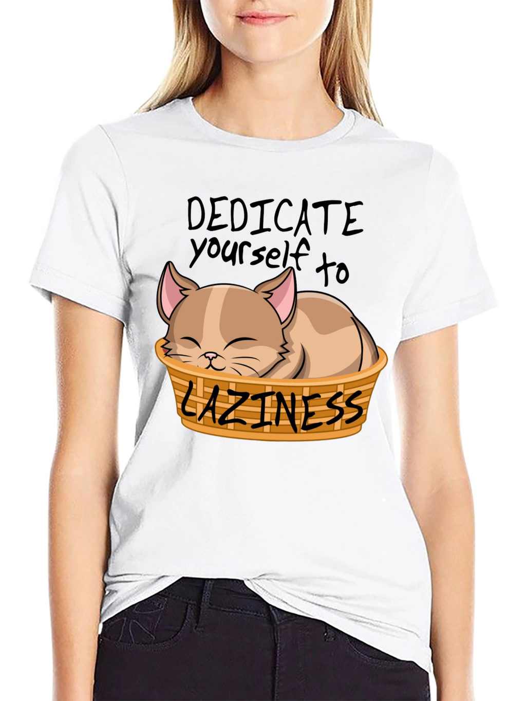 Dedicate Yourself to Laziness Cat T-Shirt