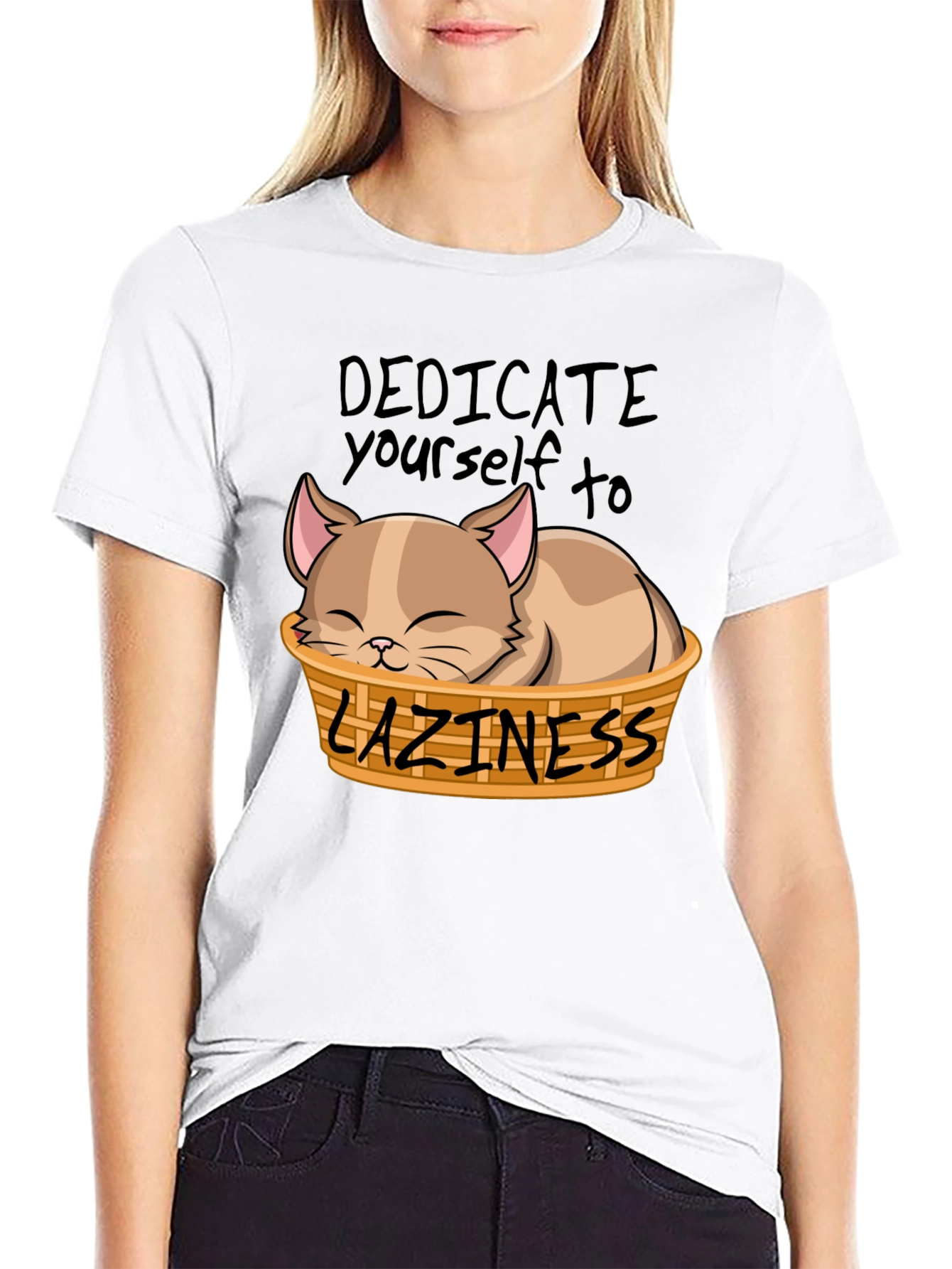 Dedicate Yourself to Laziness Cat T-Shirt