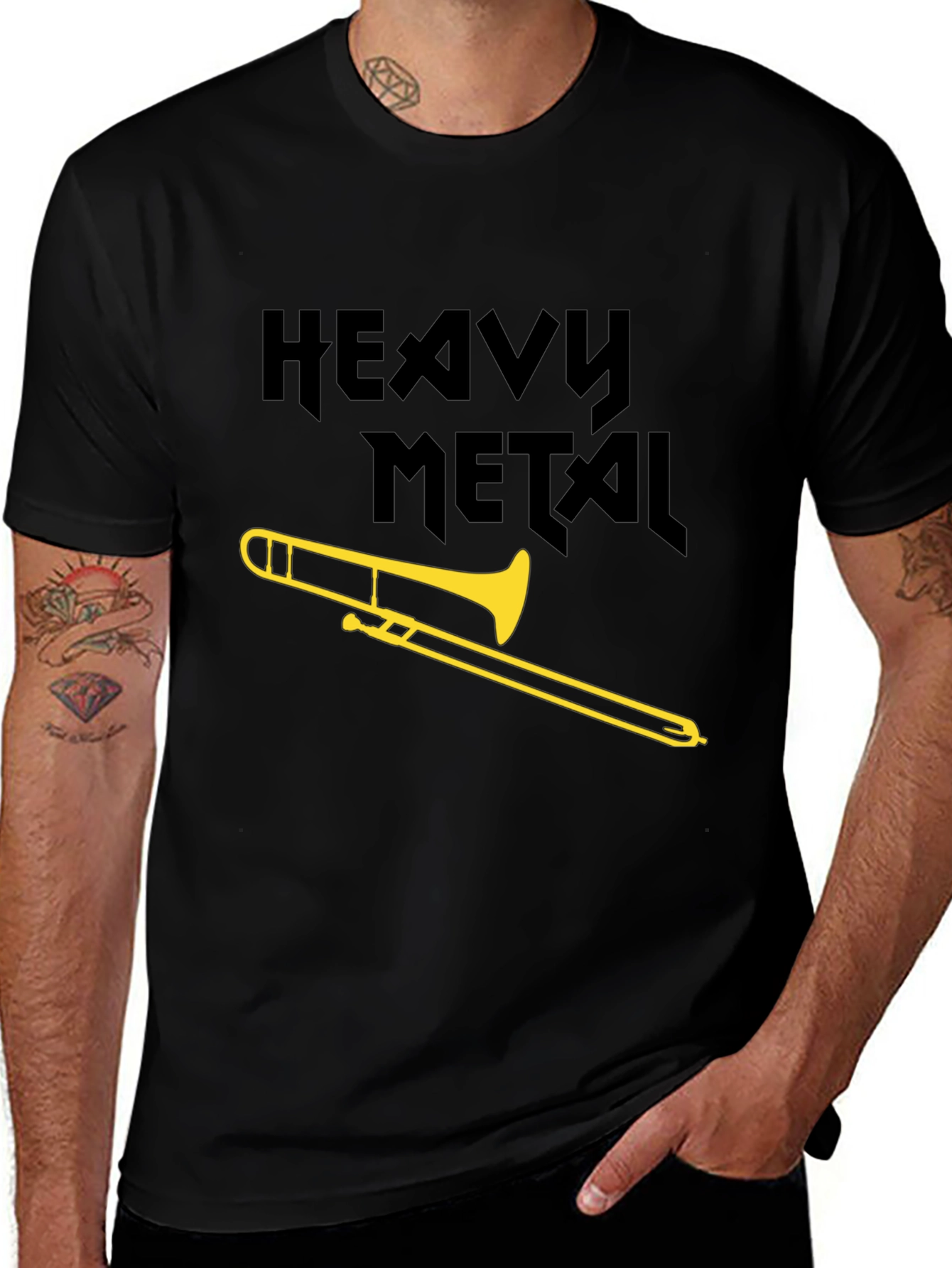 Heavy Metal Trombone Black Graphic Tee