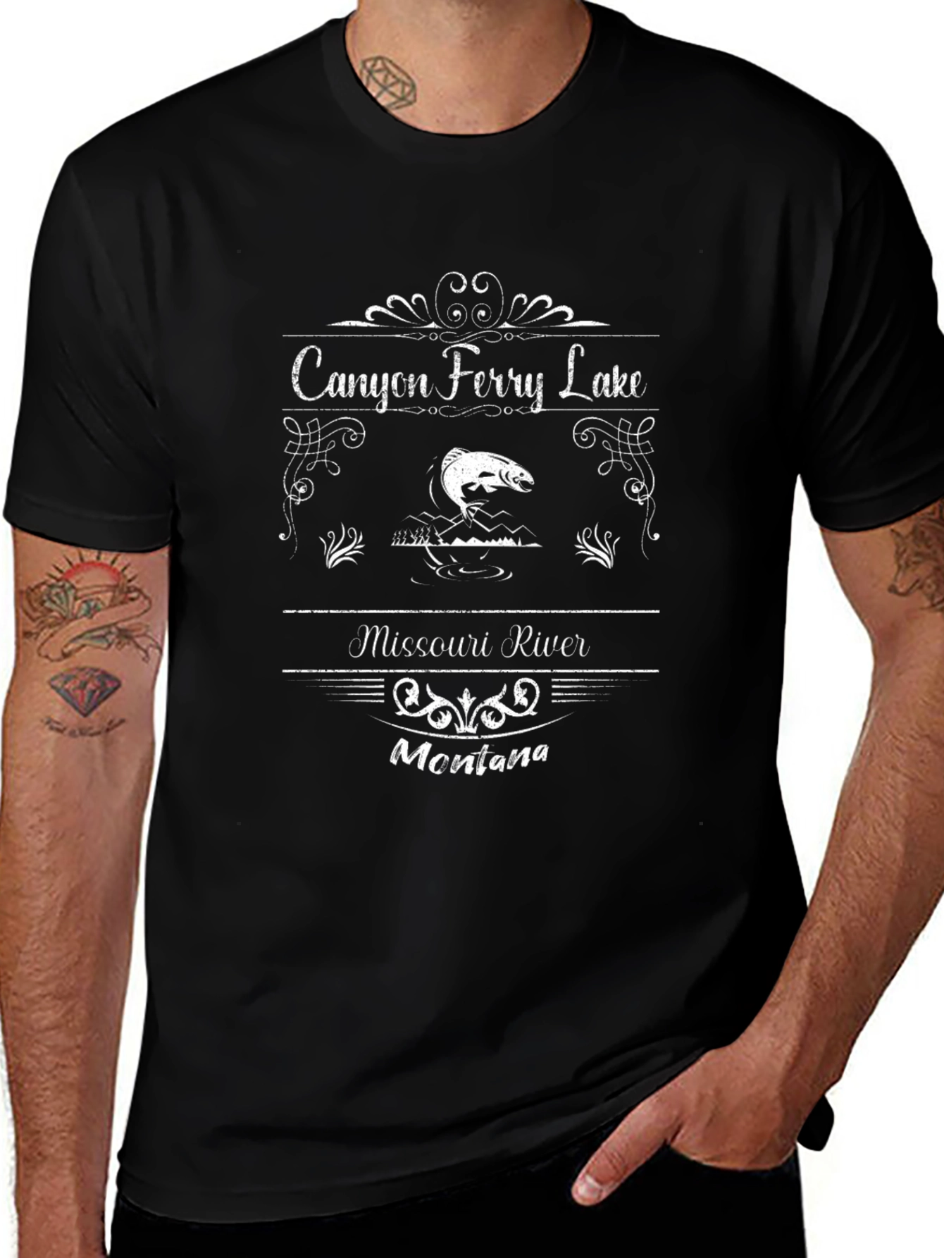 Canyon Ferry Lake Fishing T-Shirt Montana River Graphic Tee