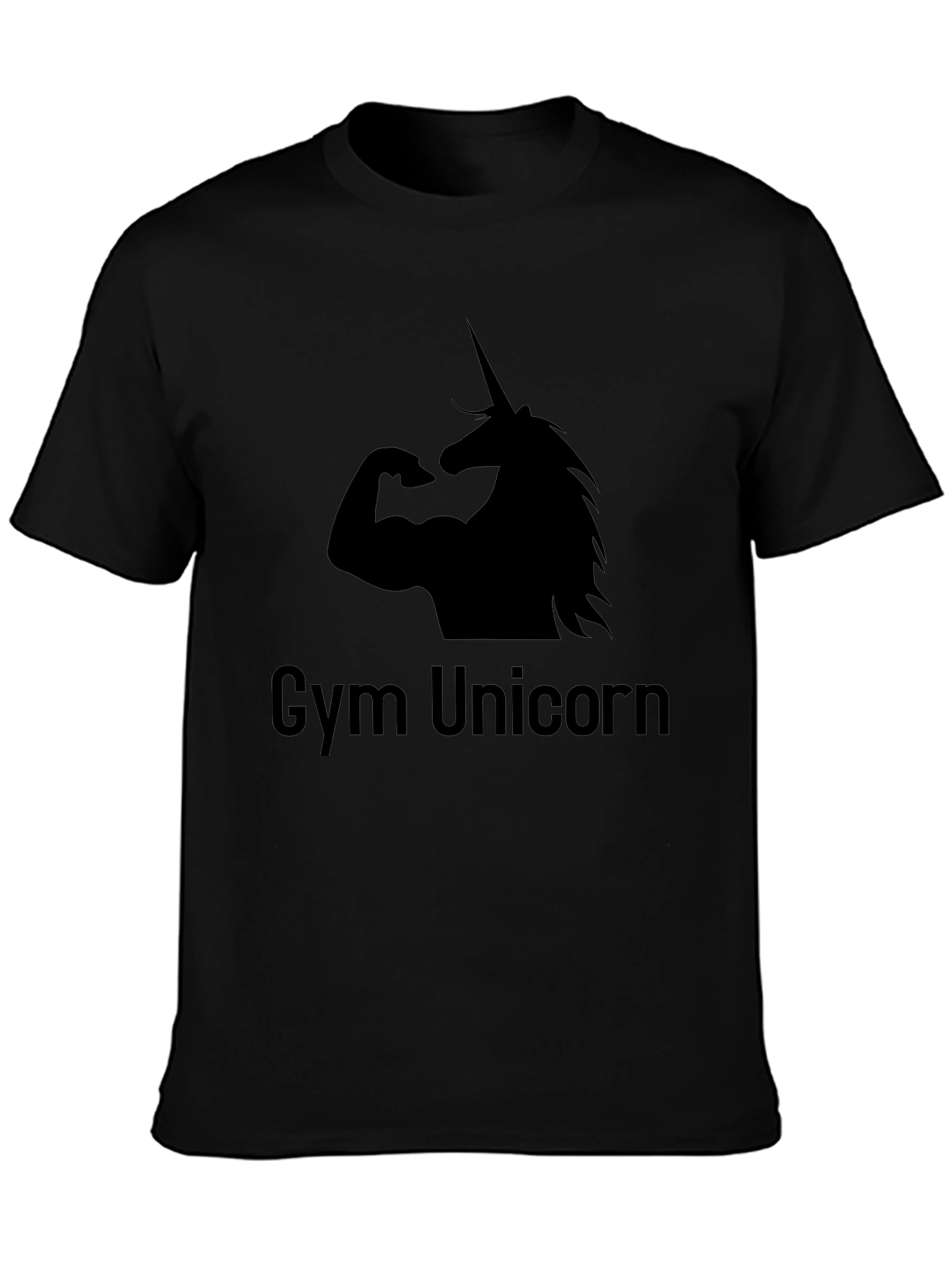 Gym Unicorn Graphic Tee - Black Cotton Blend