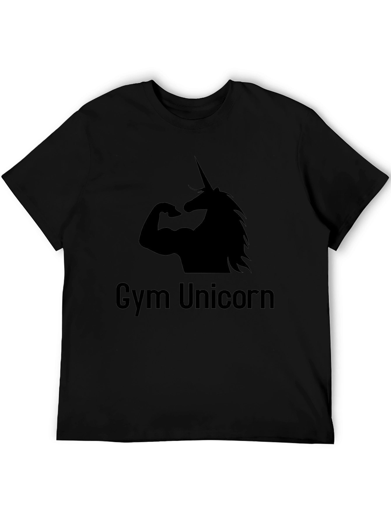Gym Unicorn Graphic Tee - Black Cotton Blend
