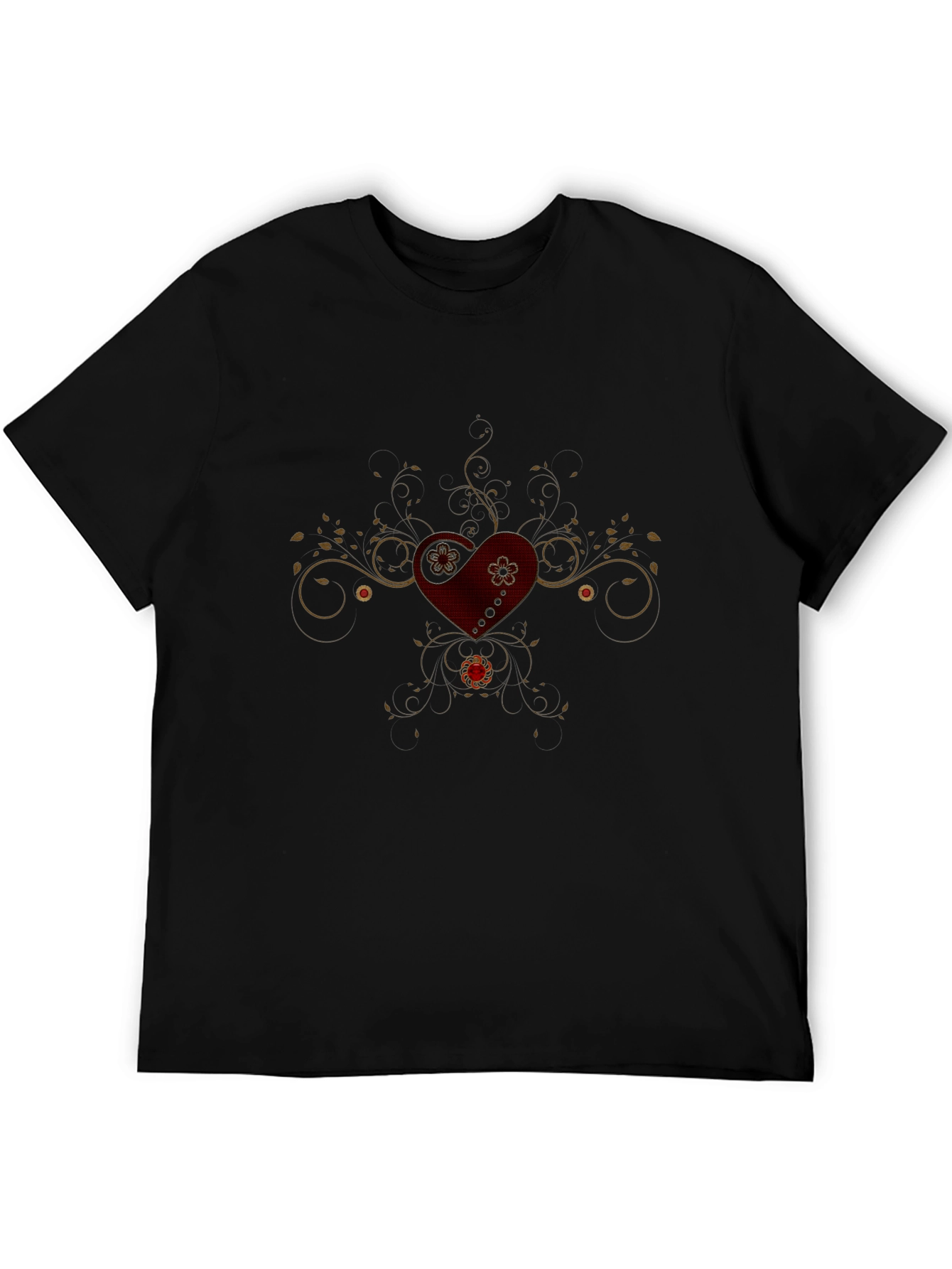 Heart & Vine Graphic Tee - Mens Black T-Shirt