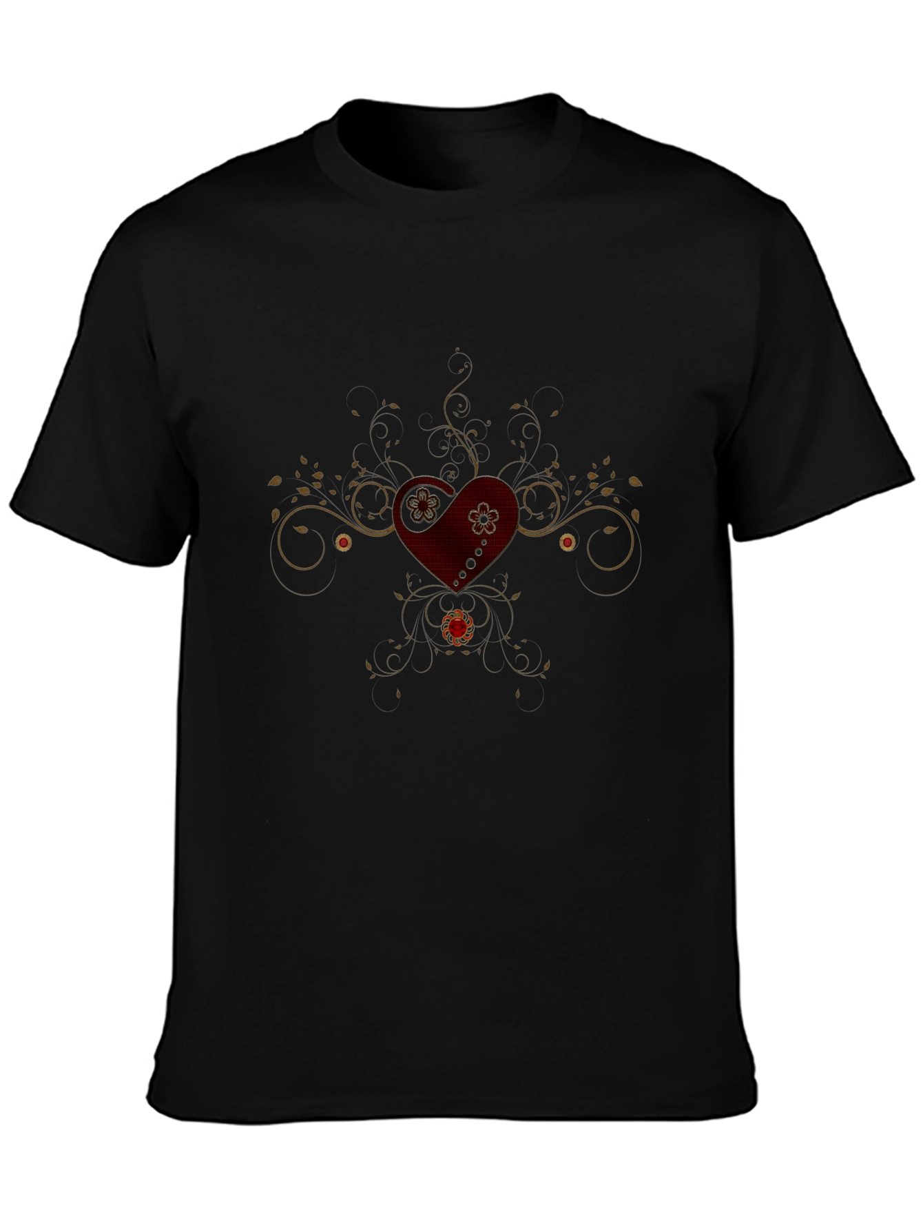 Heart & Vine Graphic Tee - Mens Black T-Shirt