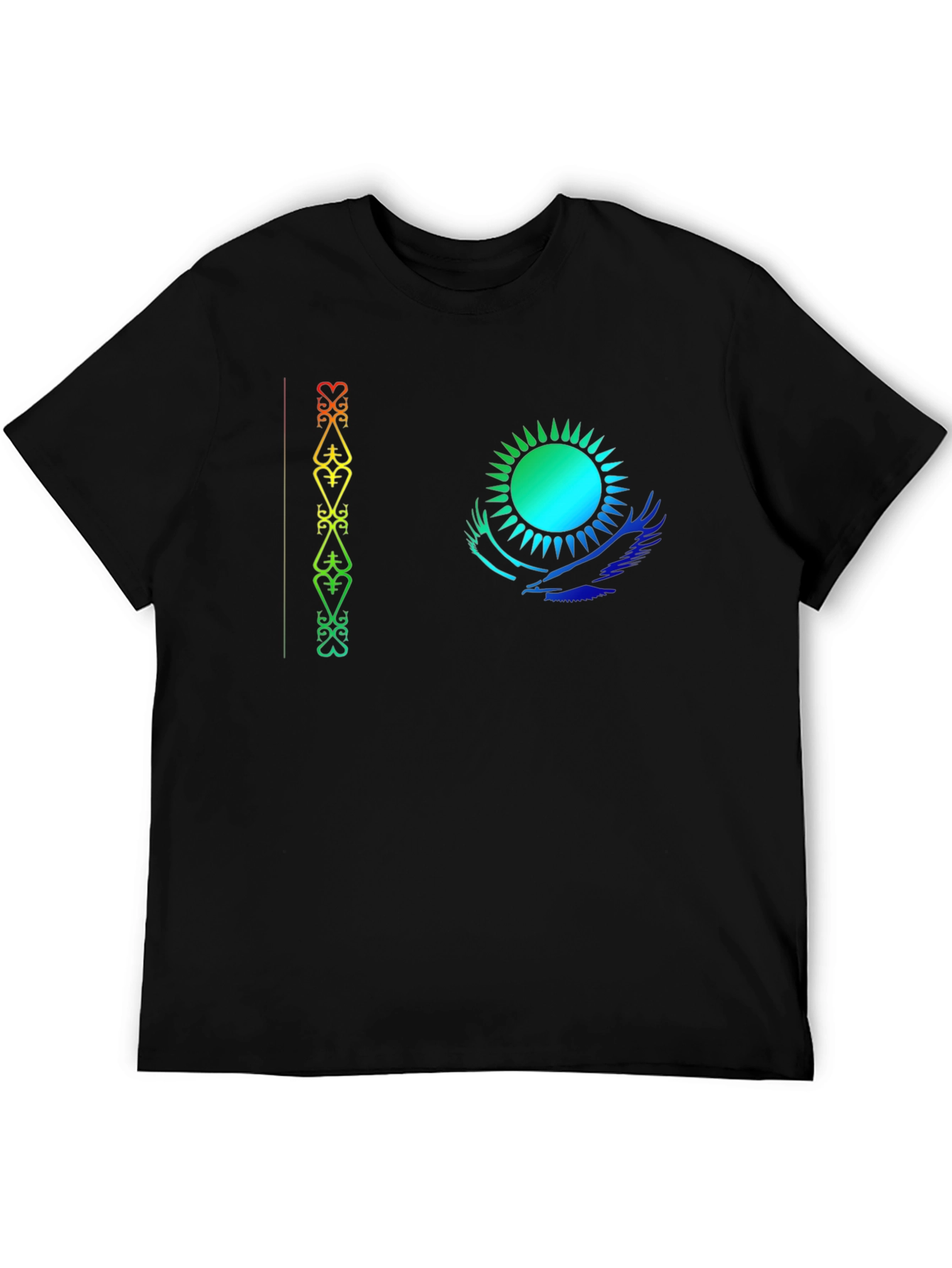 Kazakhstan Flag Inspired Black T-Shirt