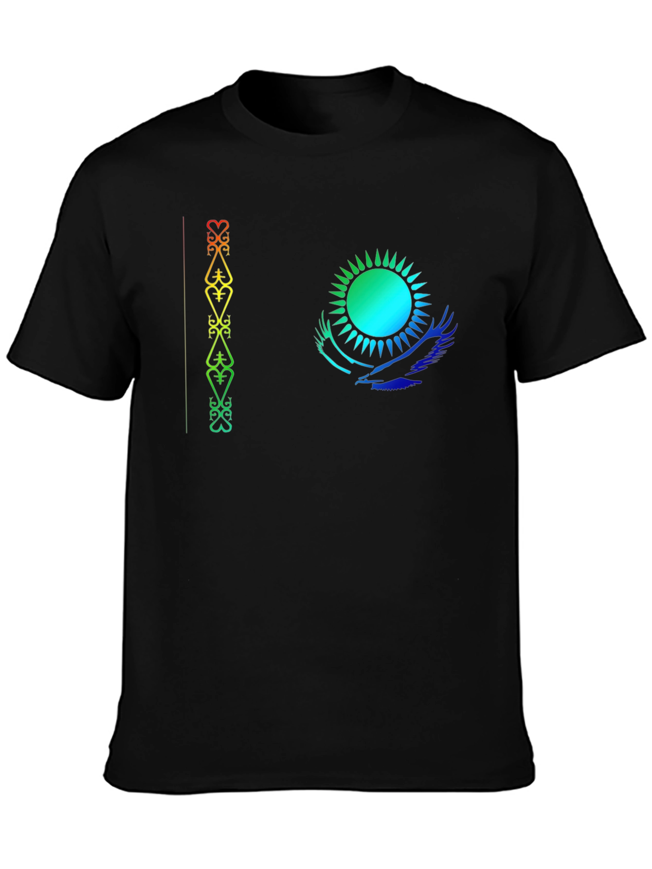 Kazakhstan Flag Inspired Black T-Shirt
