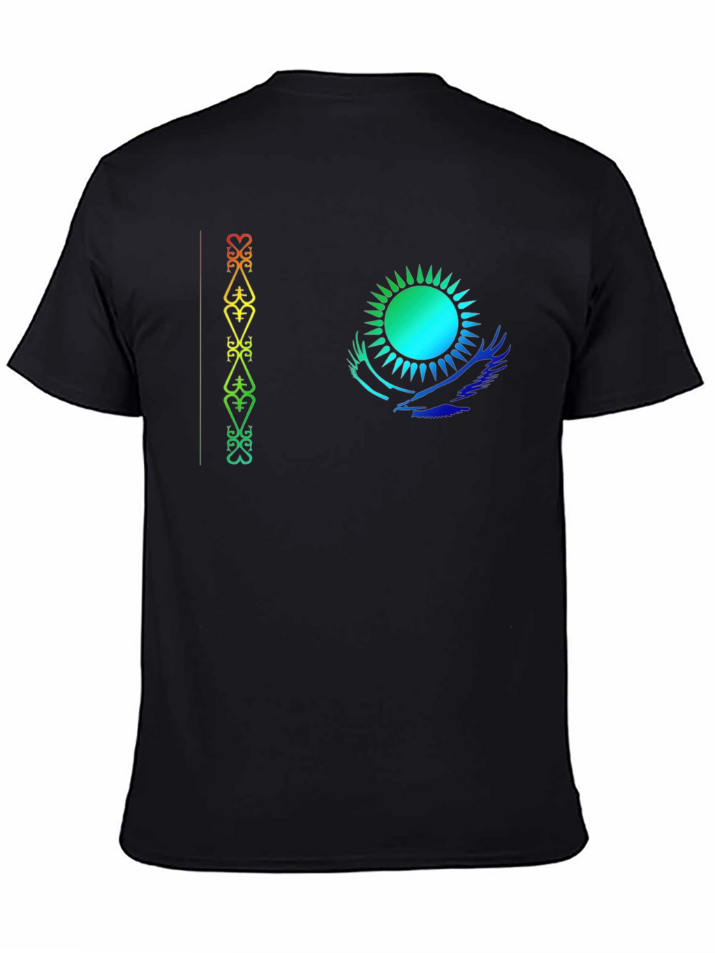 Kazakhstan Flag Inspired Black T-Shirt