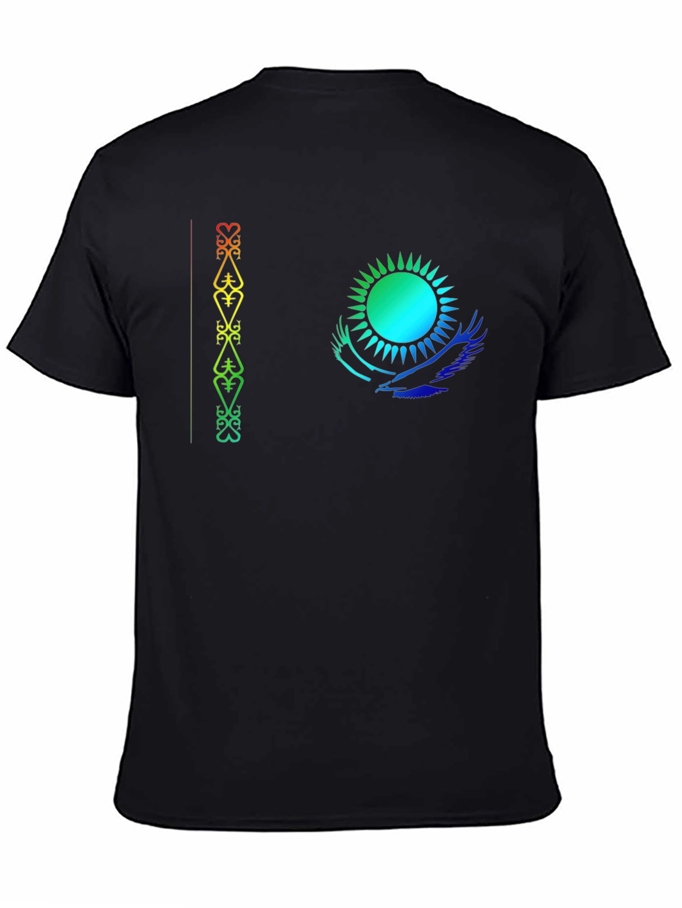 Kazakhstan Flag Inspired Black T-Shirt