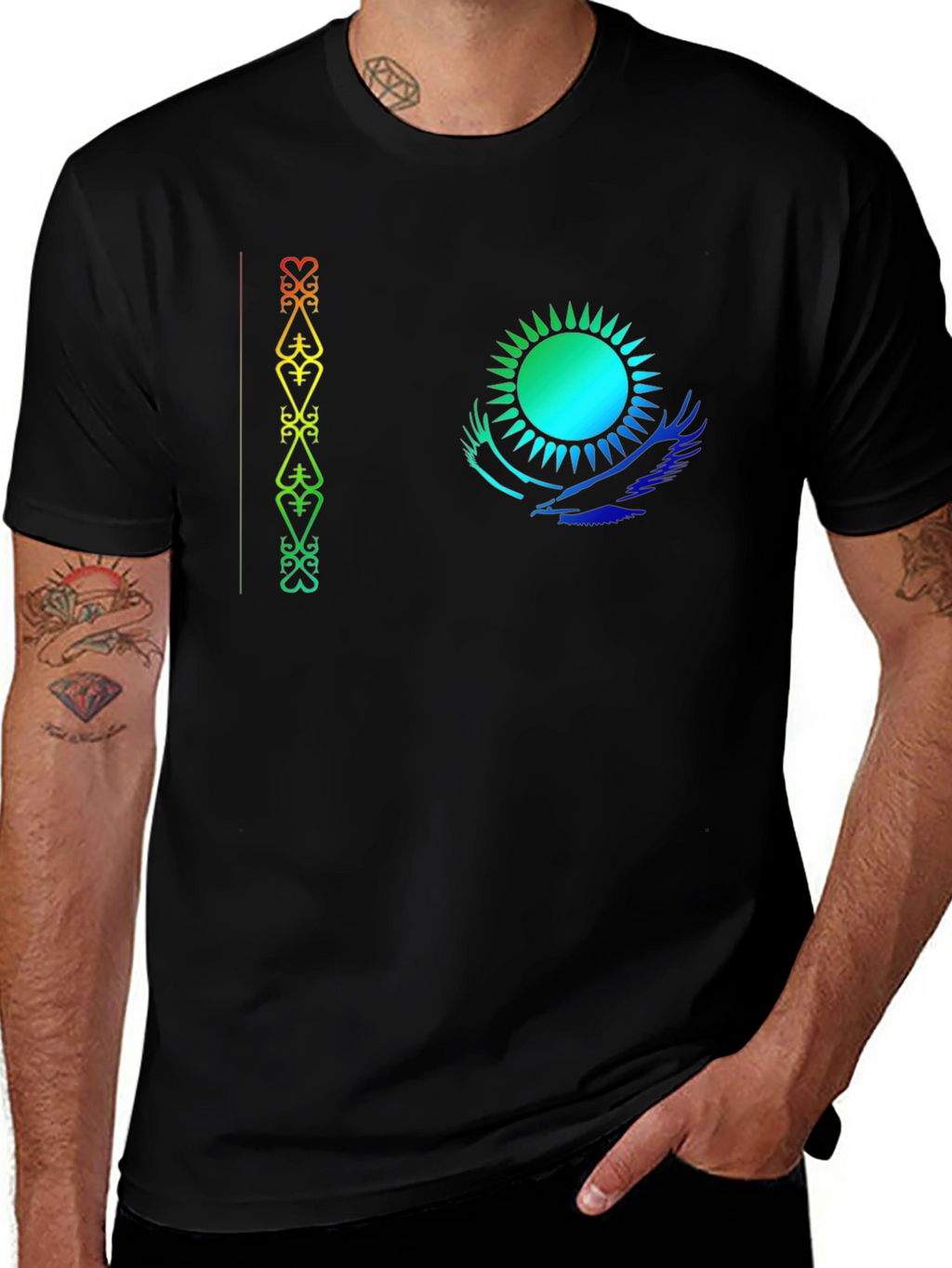 Kazakhstan Flag Inspired Black T-Shirt