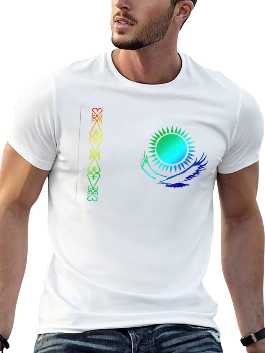 Kazakhstan Flag Inspired Black T-Shirt