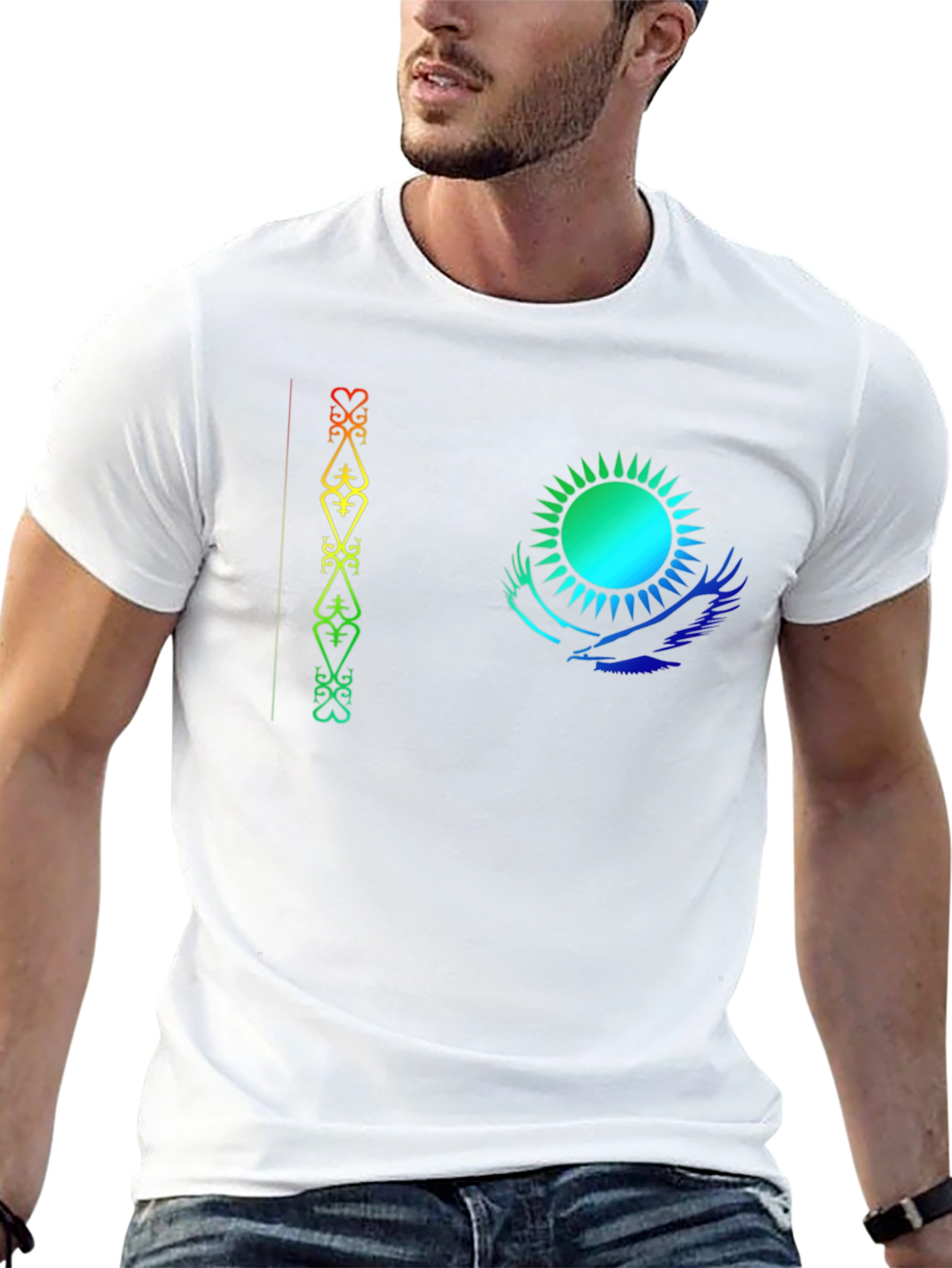 Kazakhstan Flag Inspired Black T-Shirt