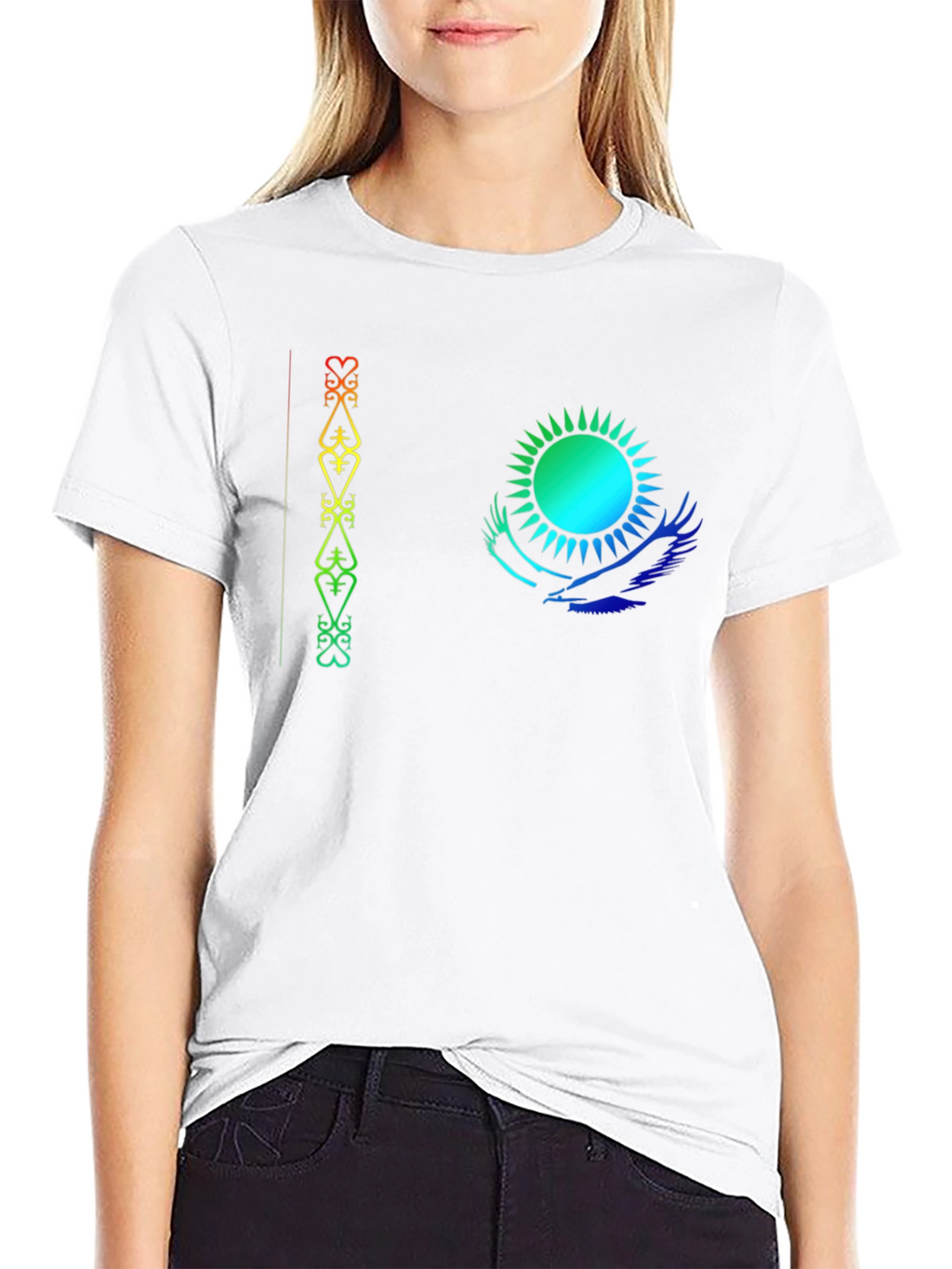 Kazakhstan Flag Inspired Black T-Shirt