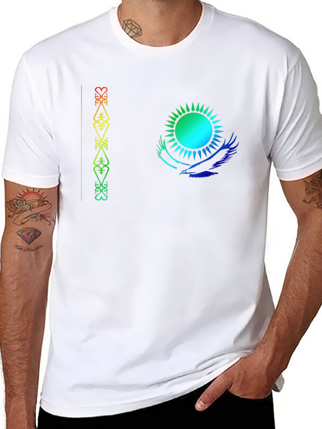 Kazakhstan Flag Inspired Black T-Shirt