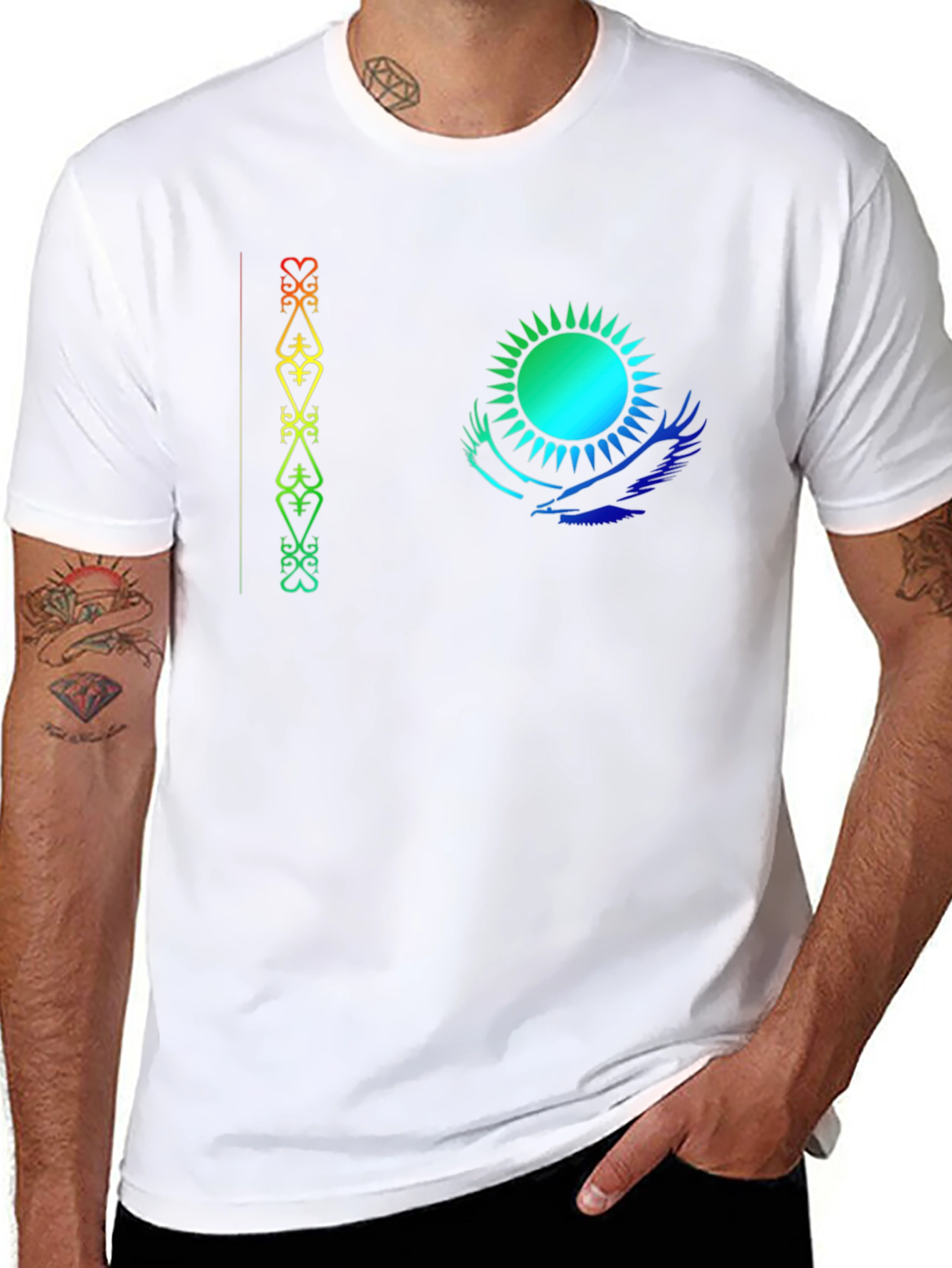 Kazakhstan Flag Inspired Black T-Shirt
