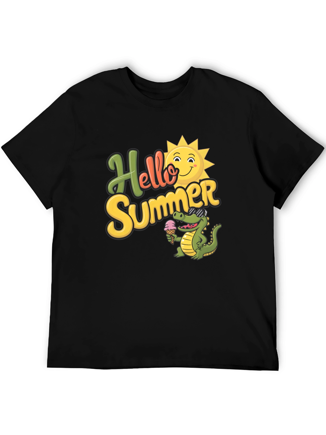 Hello Summer T-Shirt with Cute Crocodile Design