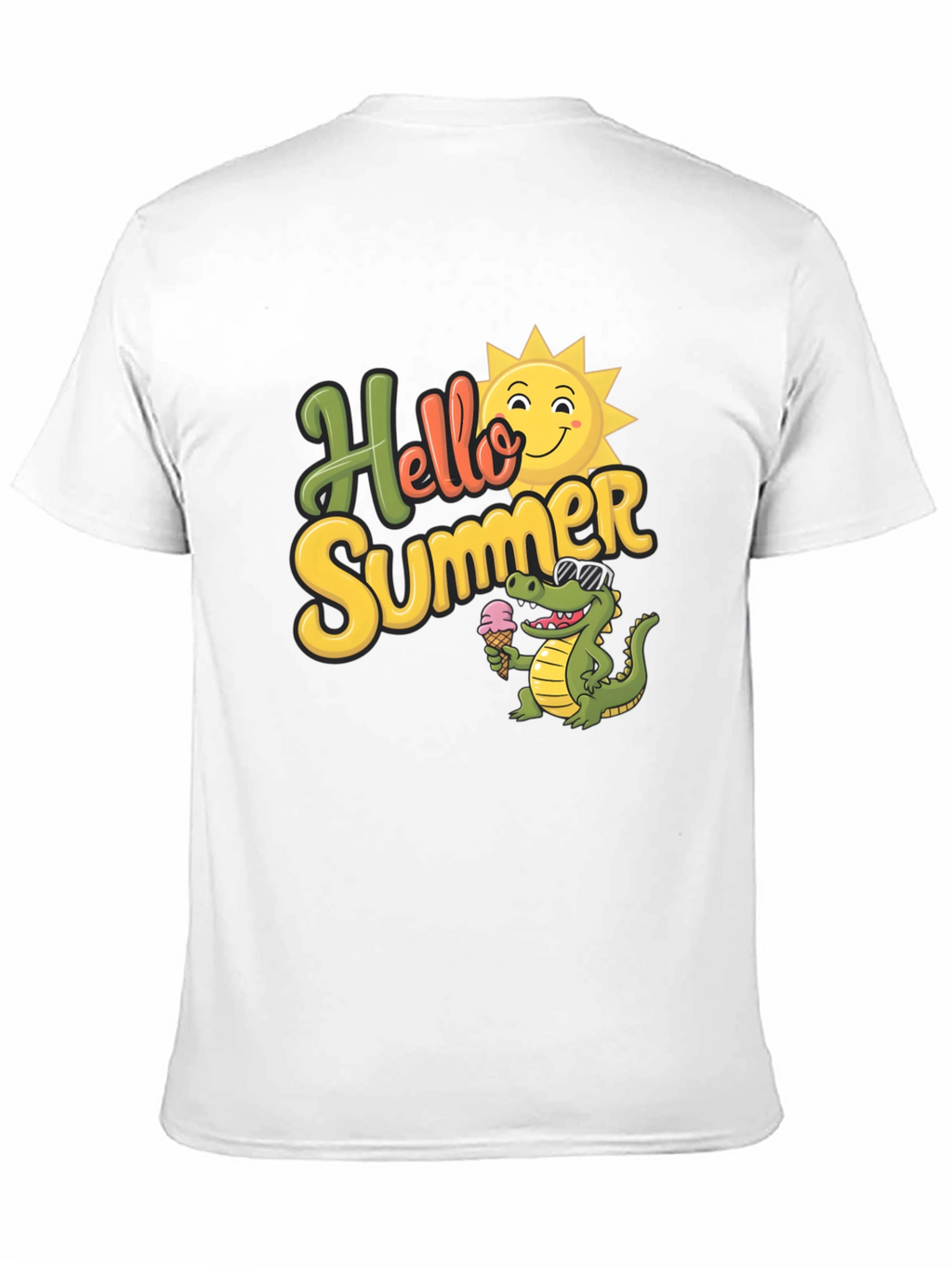 Hello Summer T-Shirt with Cute Crocodile Design