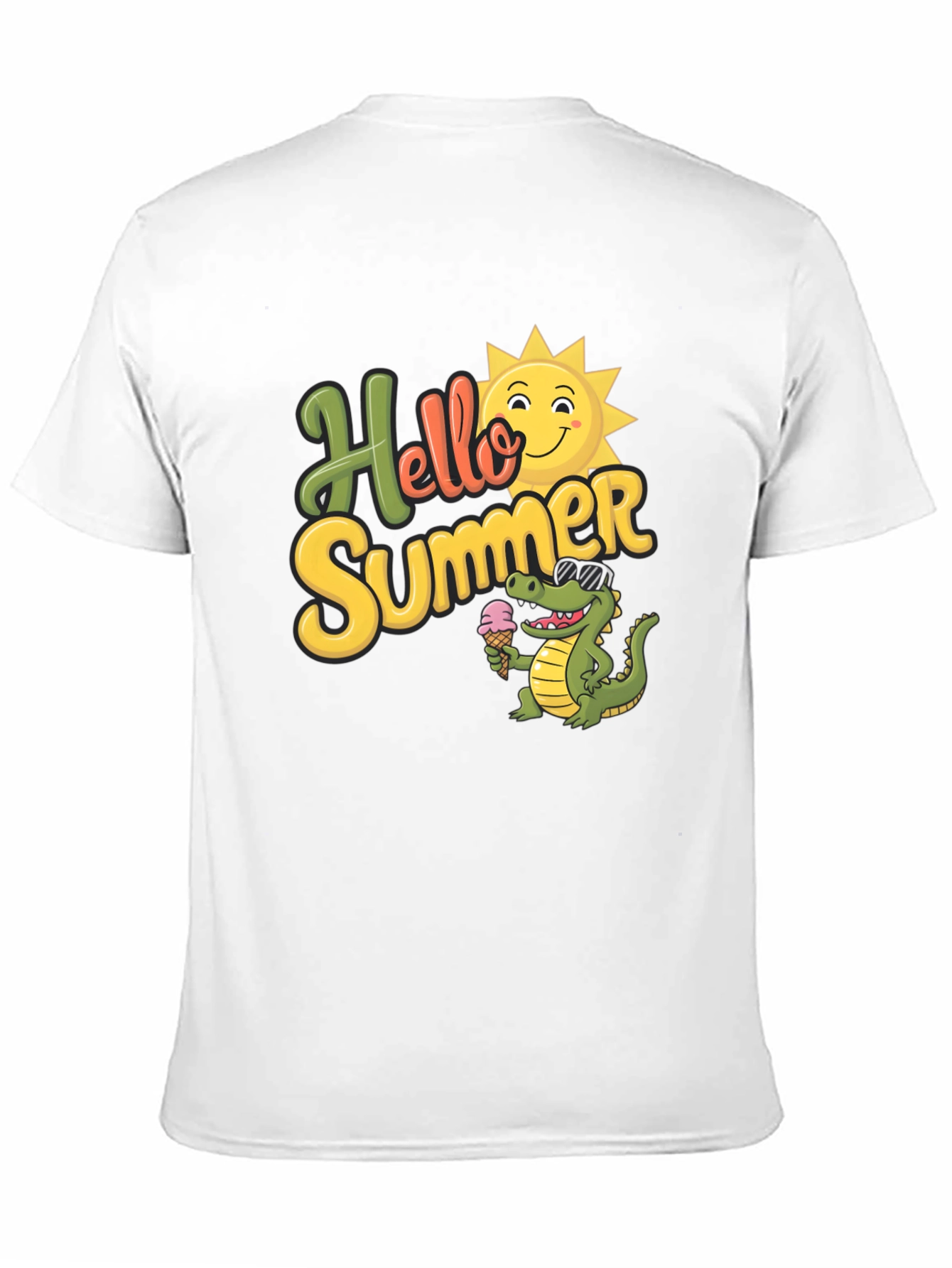 Hello Summer T-Shirt with Cute Crocodile Design