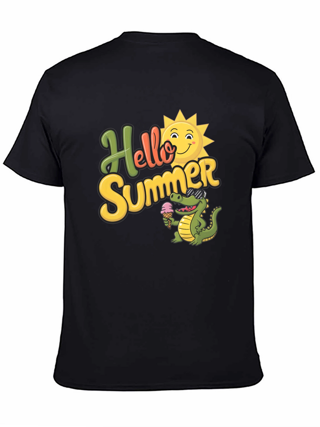 Hello Summer T-Shirt with Cute Crocodile Design