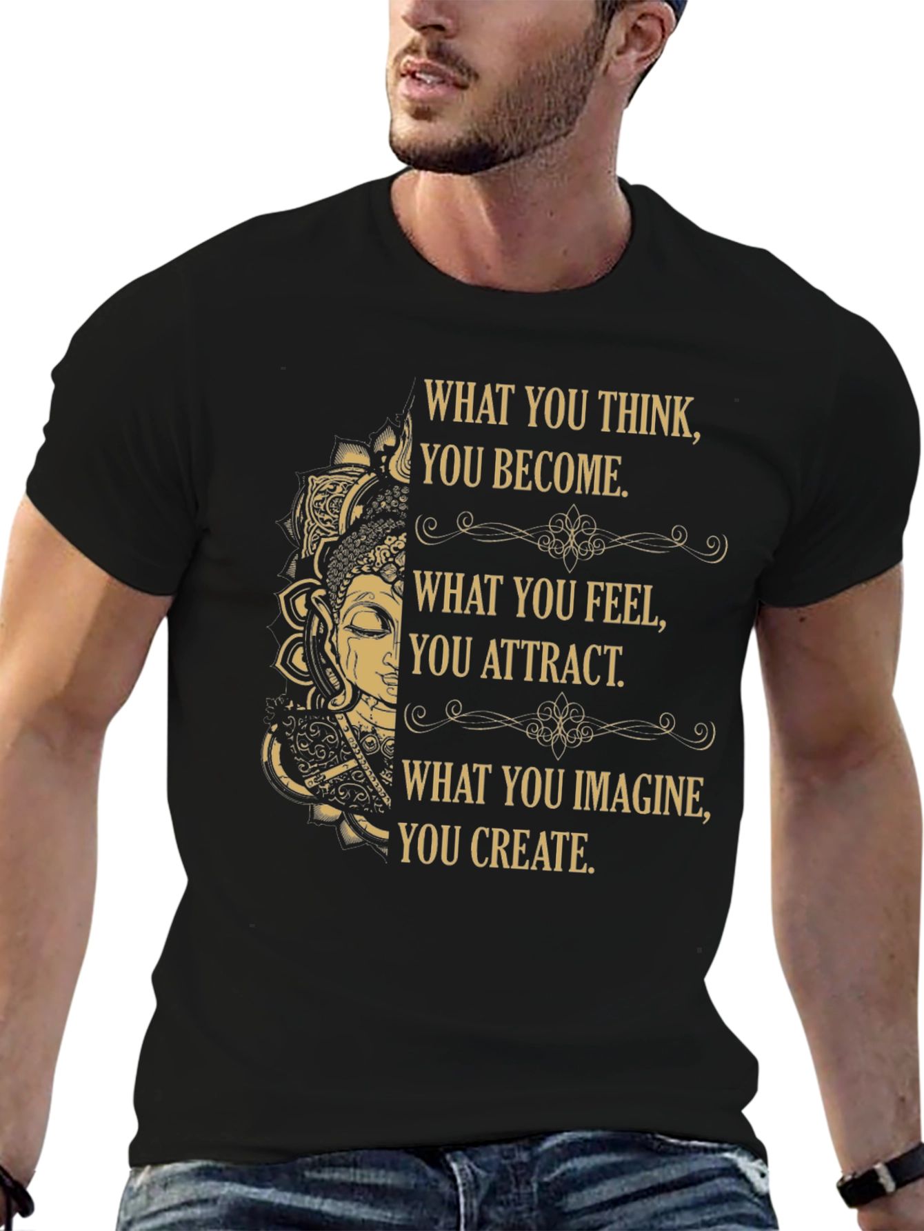 Inspirational Buddha Graphic Tee - Positive Affirmations