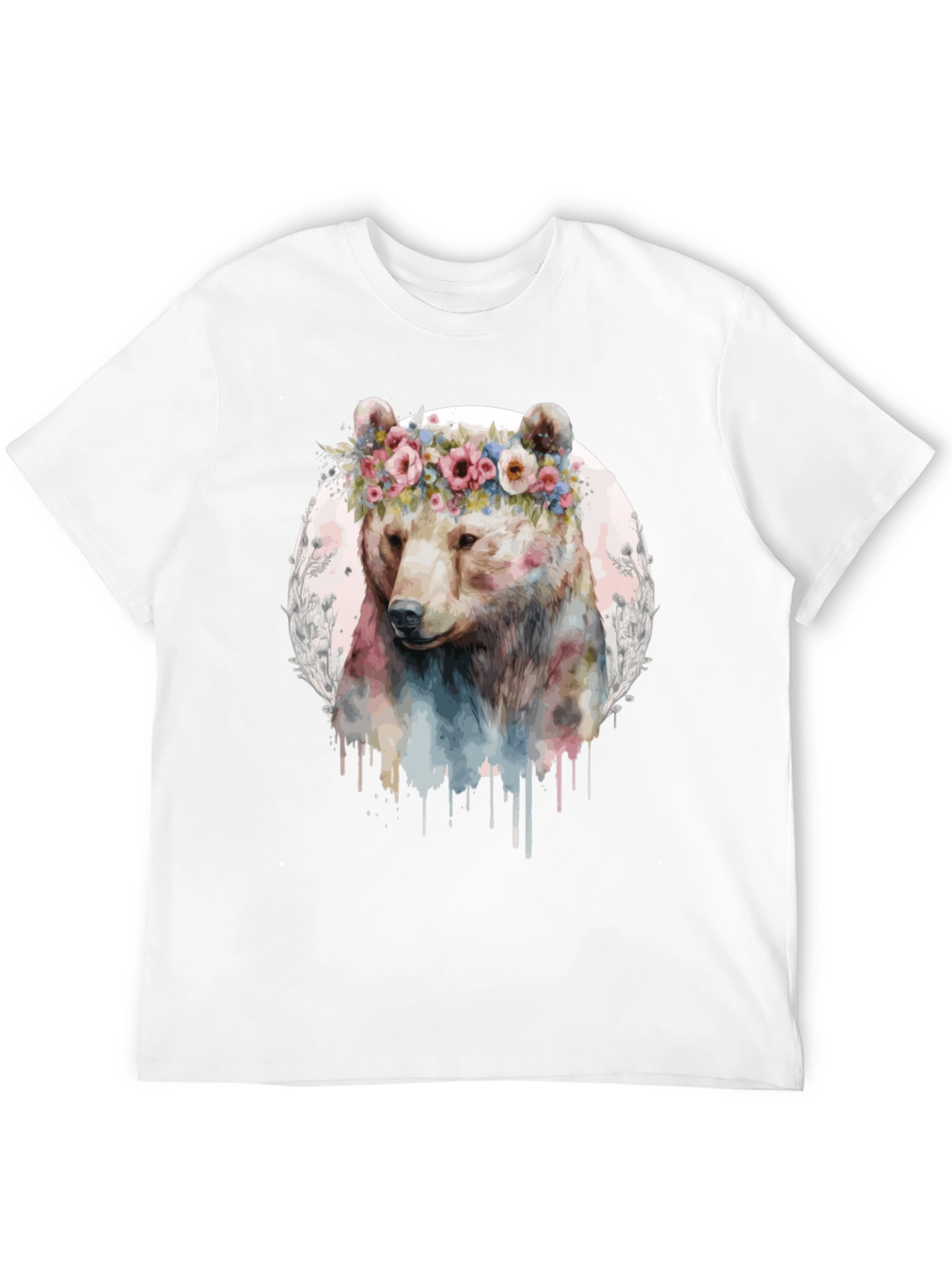 Bear with Flower Crown Graphic Tee