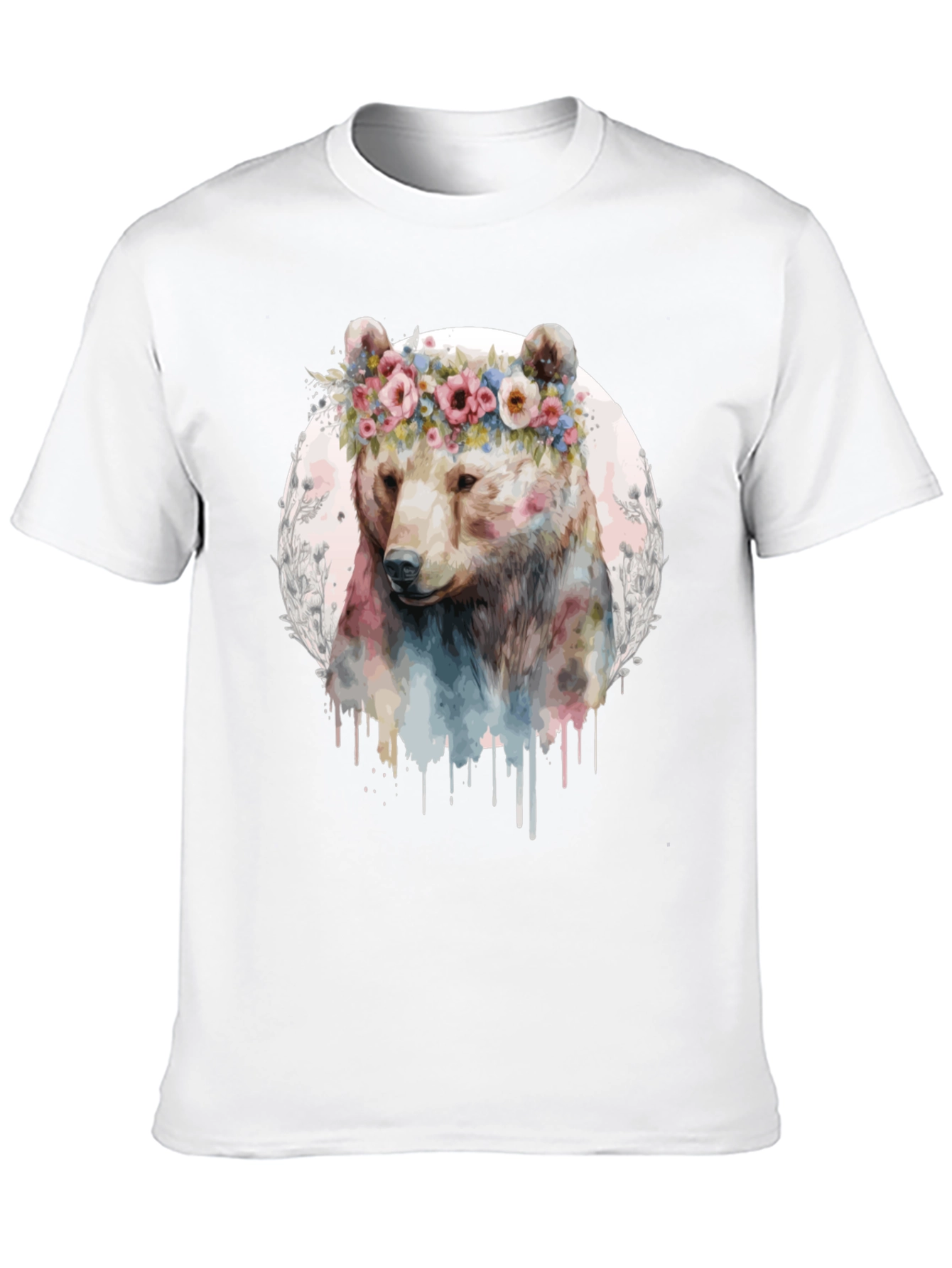 Bear with Flower Crown Graphic Tee