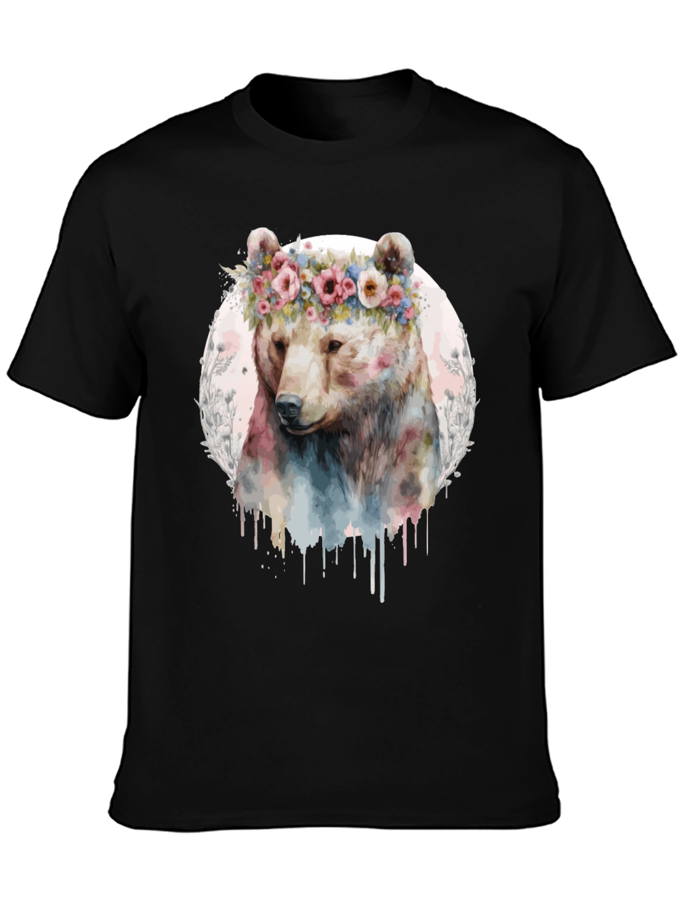 Bear with Flower Crown Graphic Tee