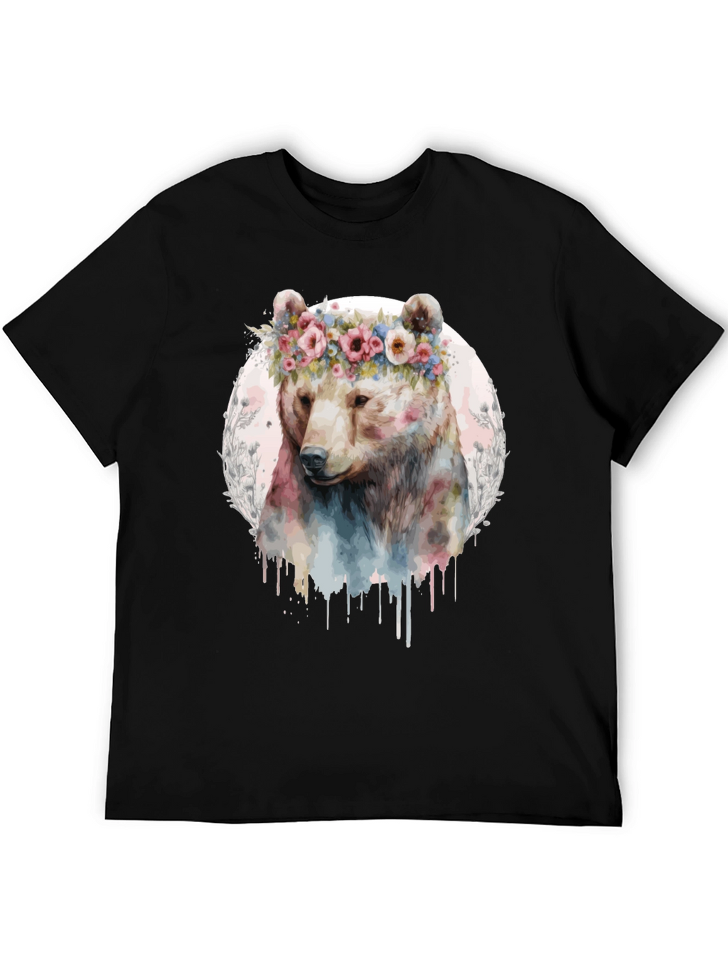 Bear with Flower Crown Graphic Tee