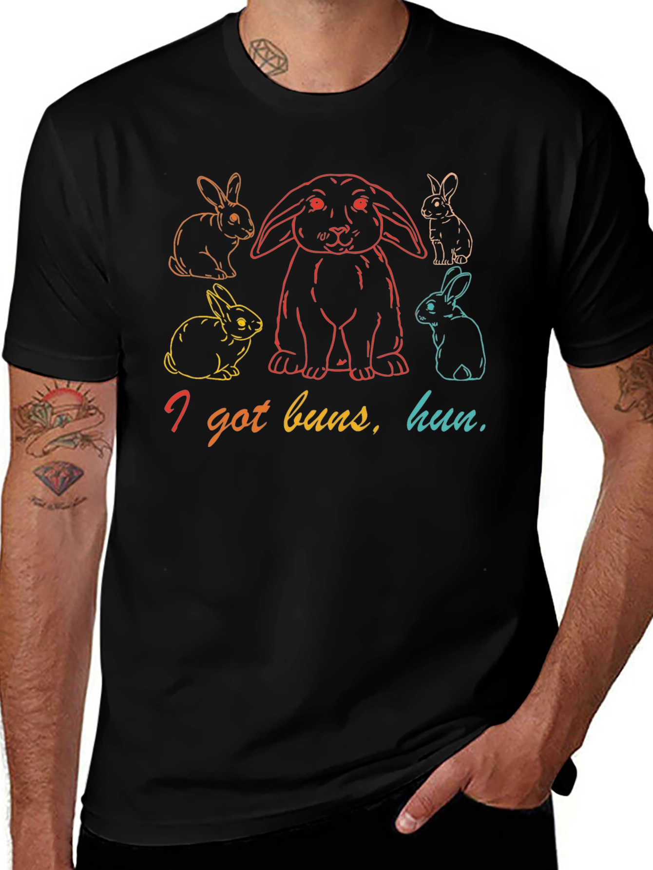 I Got Buns Hun T-Shirt - Funny Rabbit Graphic Tee