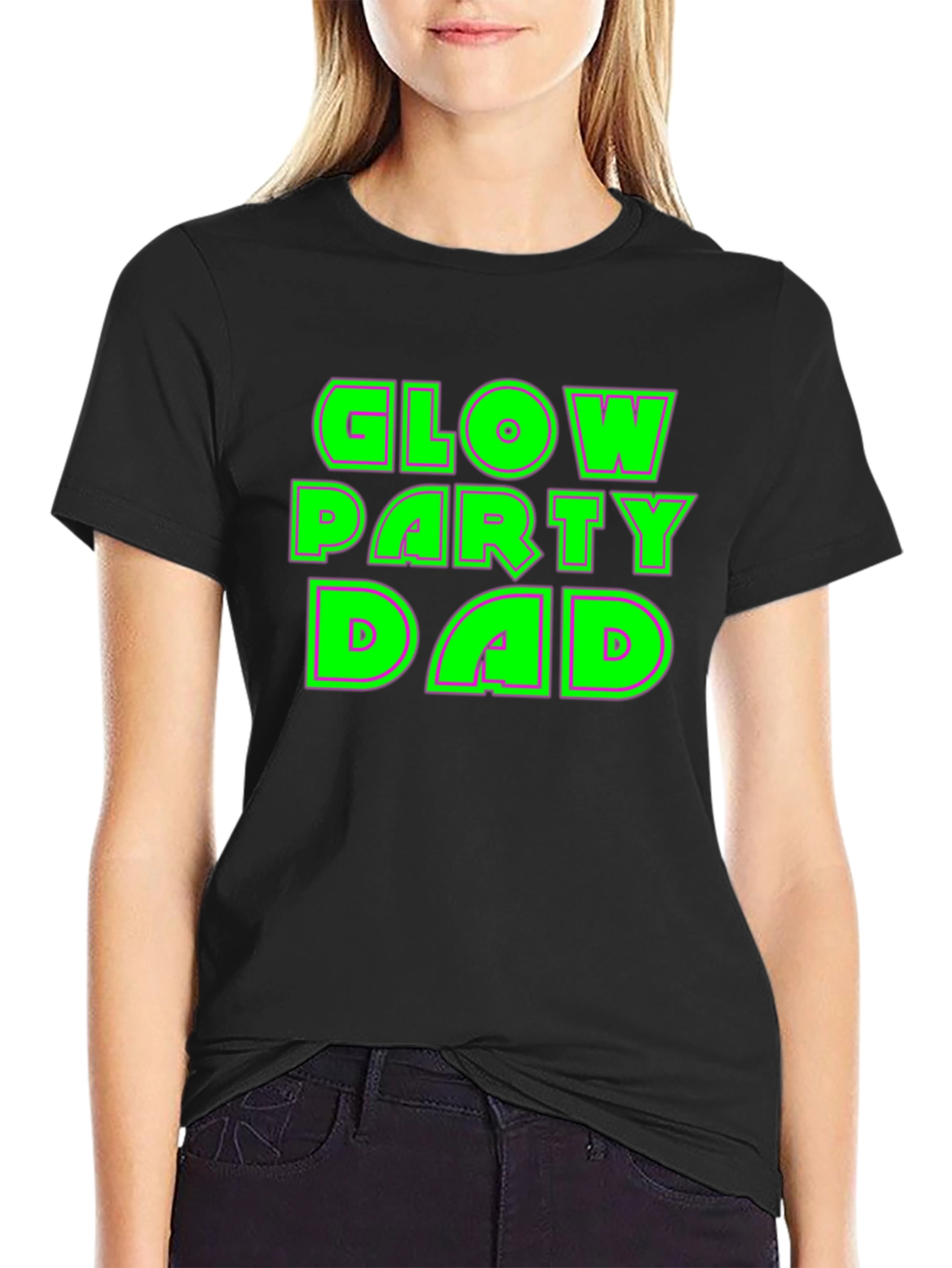 Glow Party Dad T-Shirt - Neon Green Print