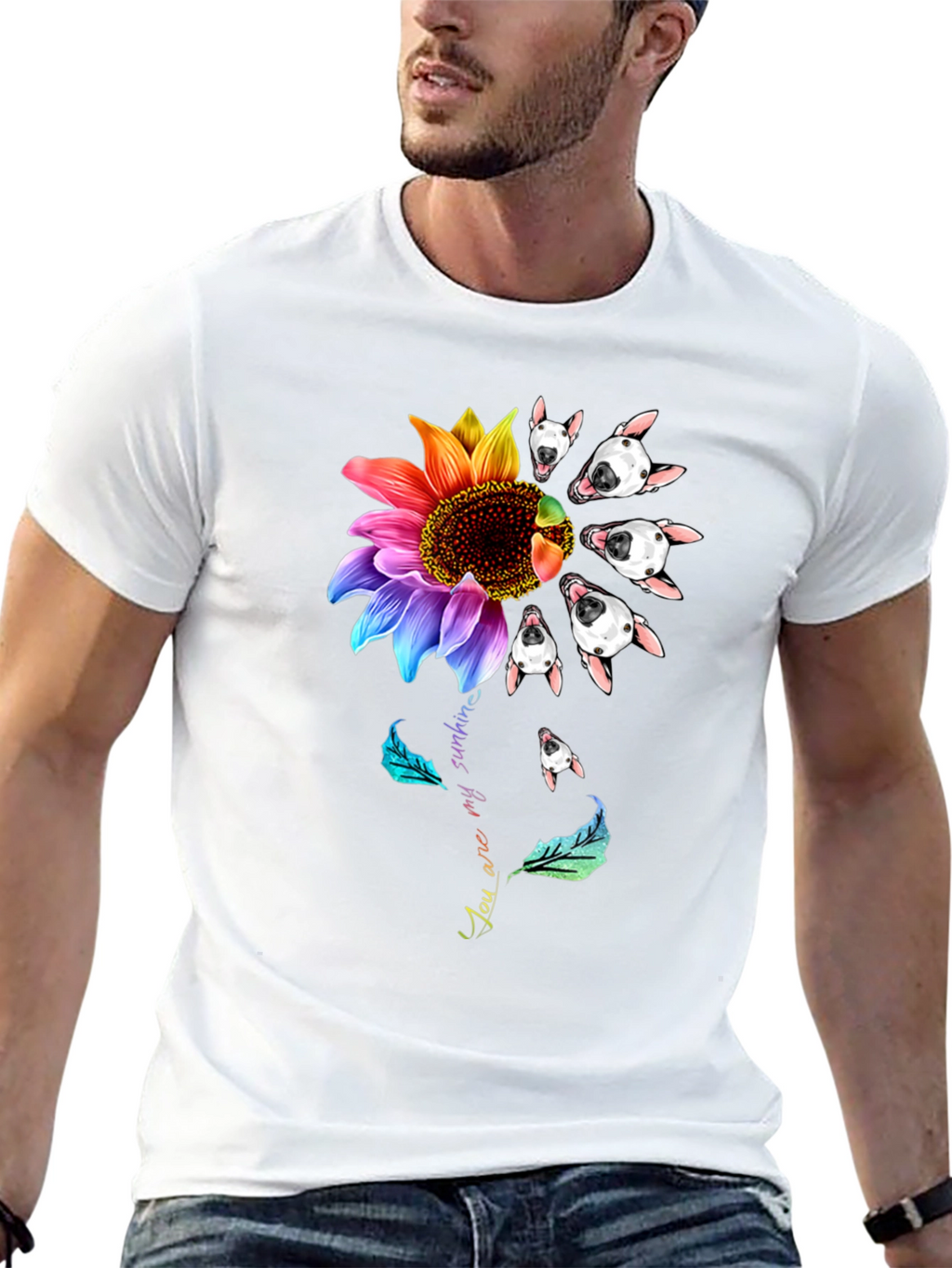 Bull Terrier Sunflower Graphic Tee
