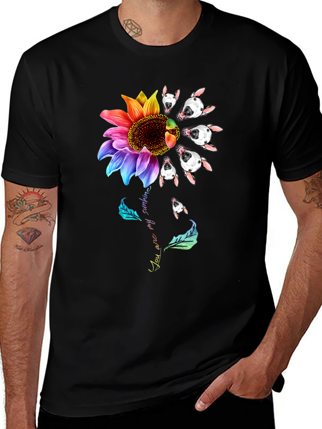 Bull Terrier Sunflower Graphic Tee