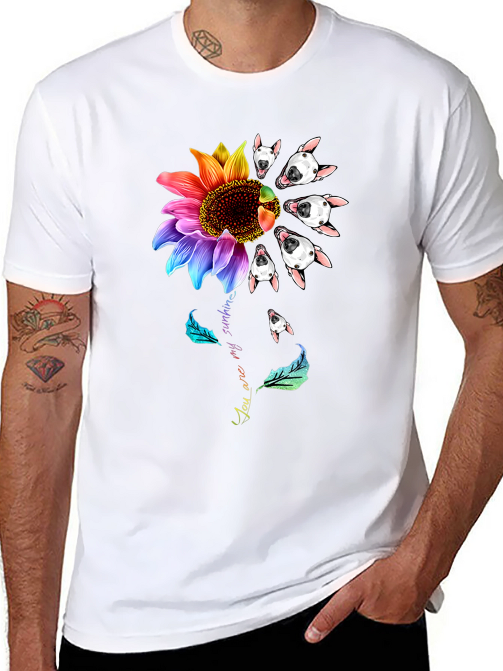 Bull Terrier Sunflower Graphic Tee