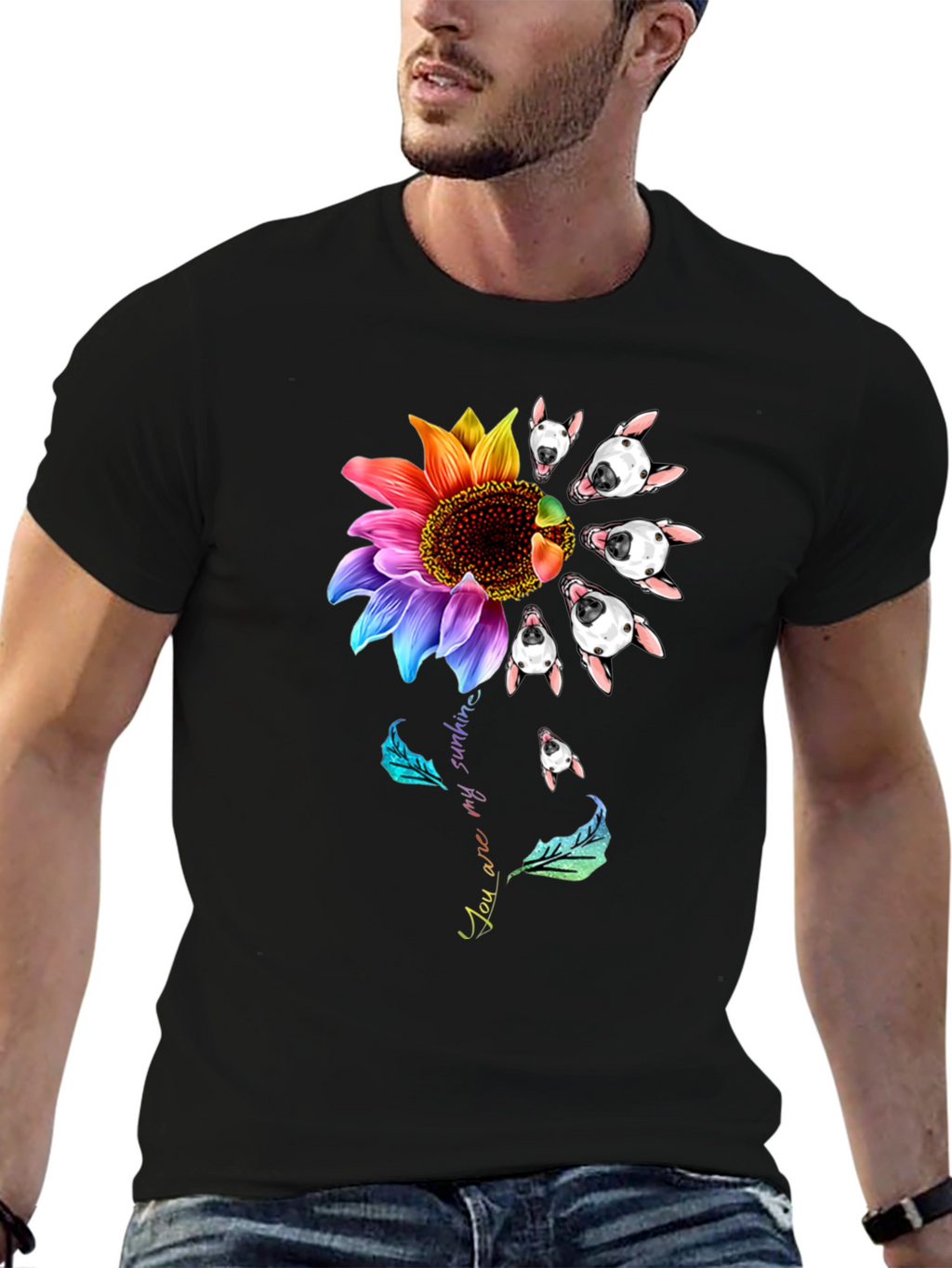 Bull Terrier Sunflower Graphic Tee
