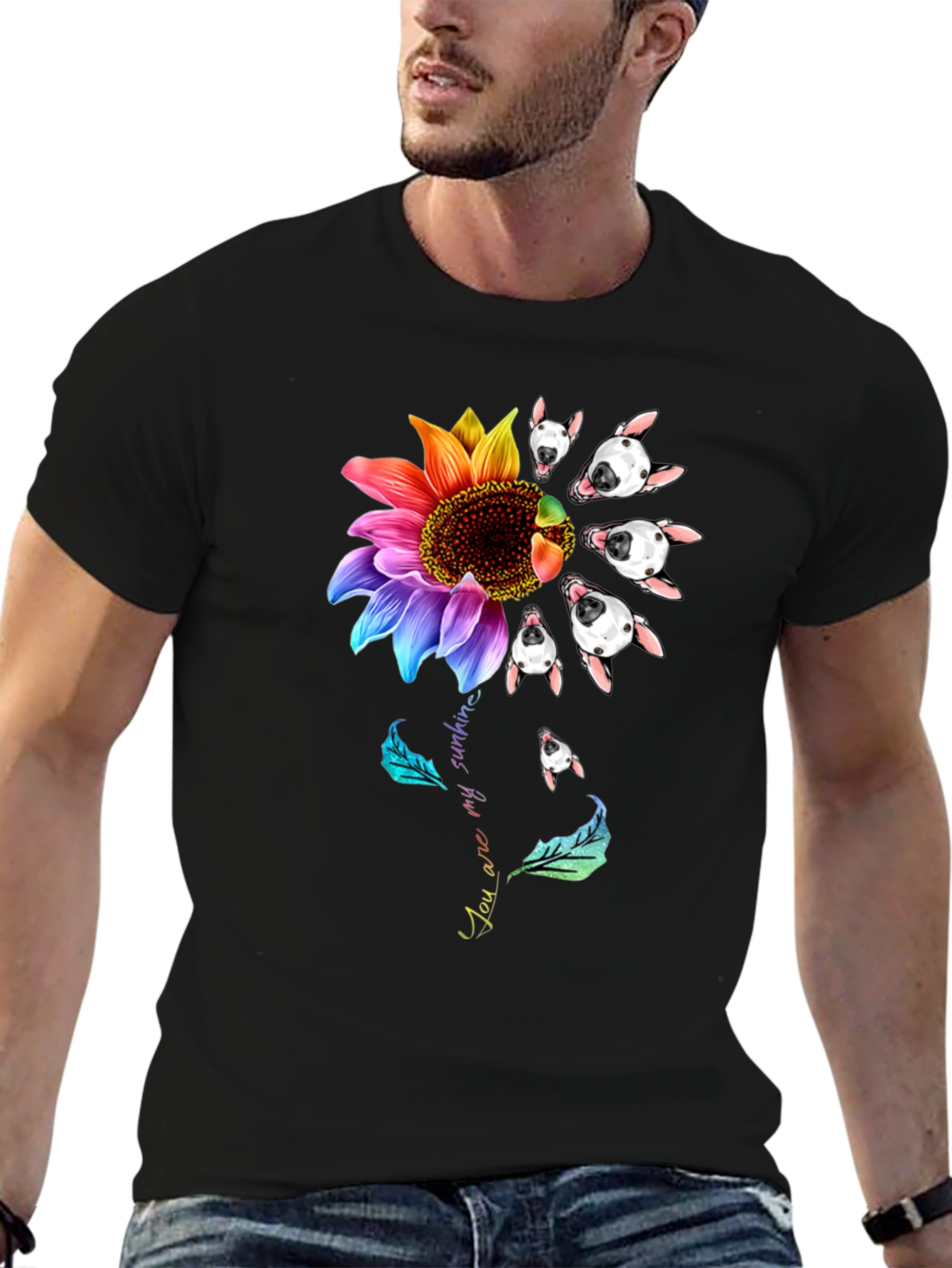 Bull Terrier Sunflower Graphic Tee