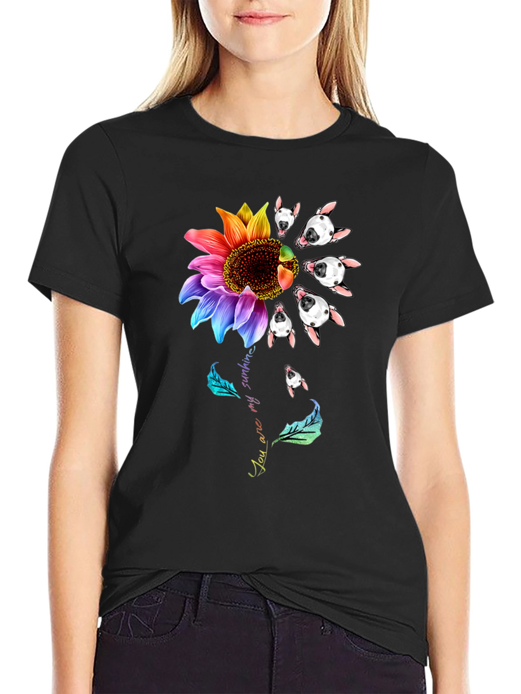 Bull Terrier Sunflower Graphic Tee