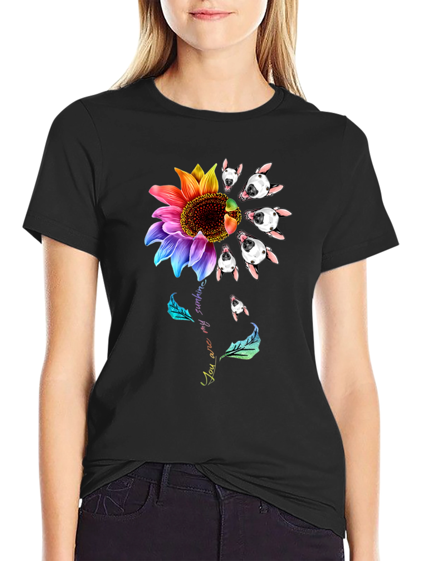 Bull Terrier Sunflower Graphic Tee