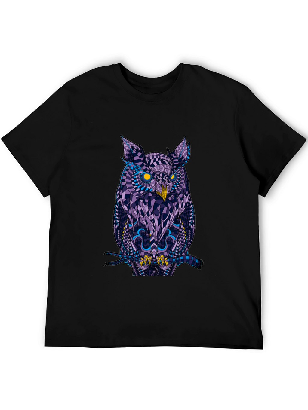 Geometric Owl Graphic Black T-Shirt