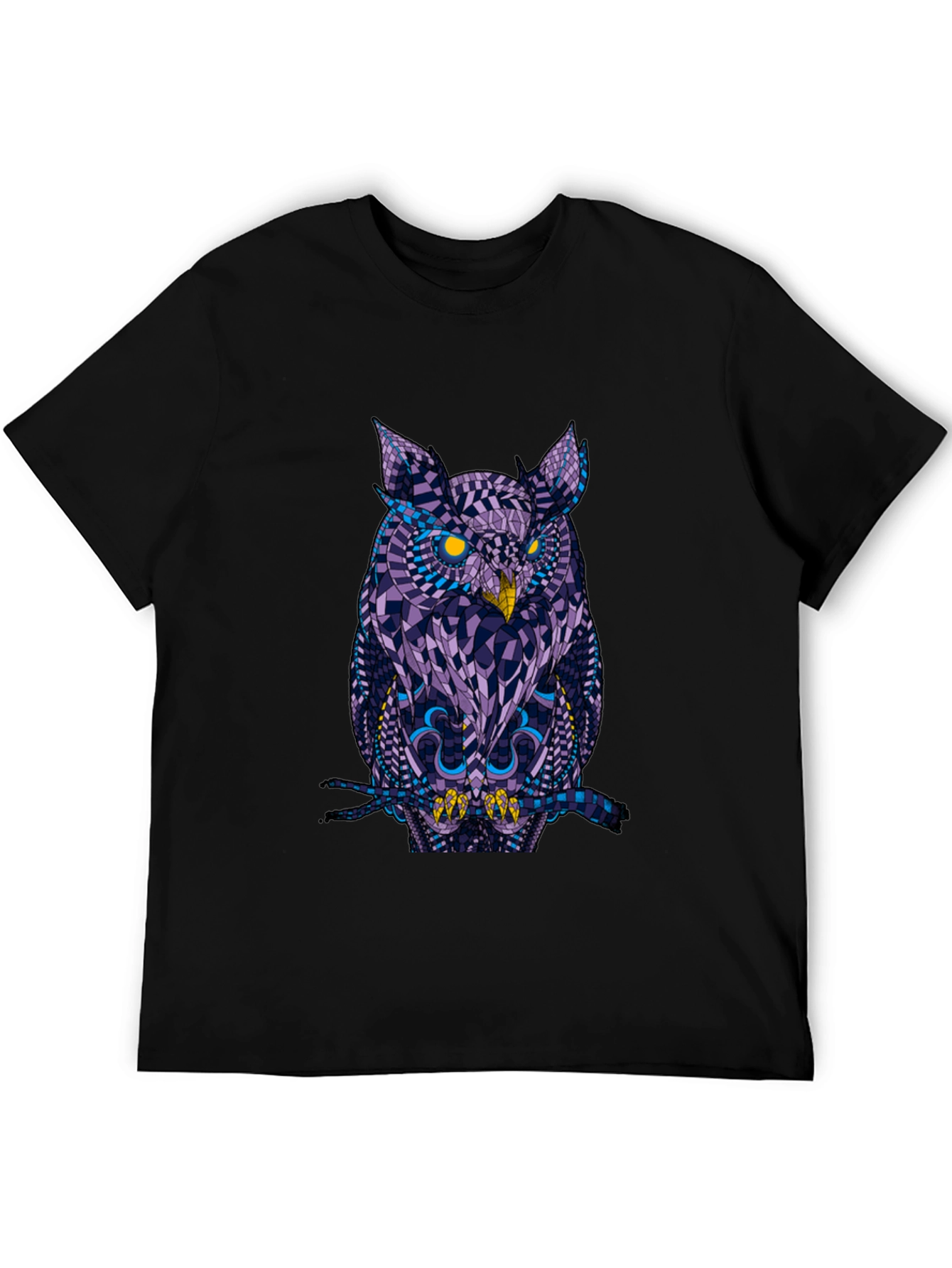 Geometric Owl Graphic Black T-Shirt
