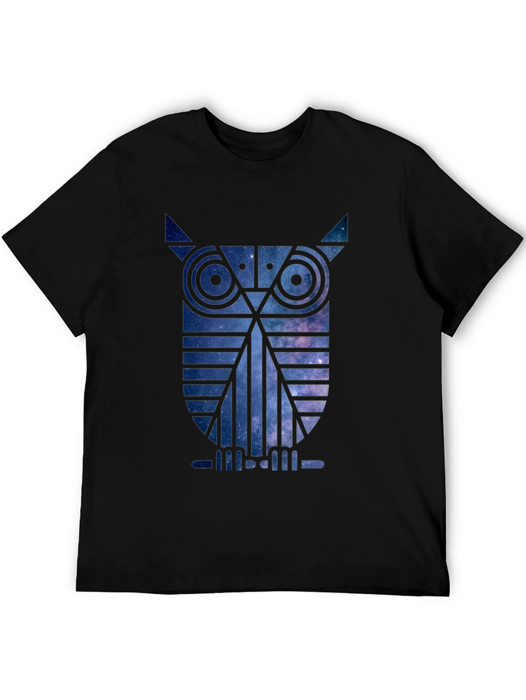 Galaxy Owl Graphic Print Black T-Shirt