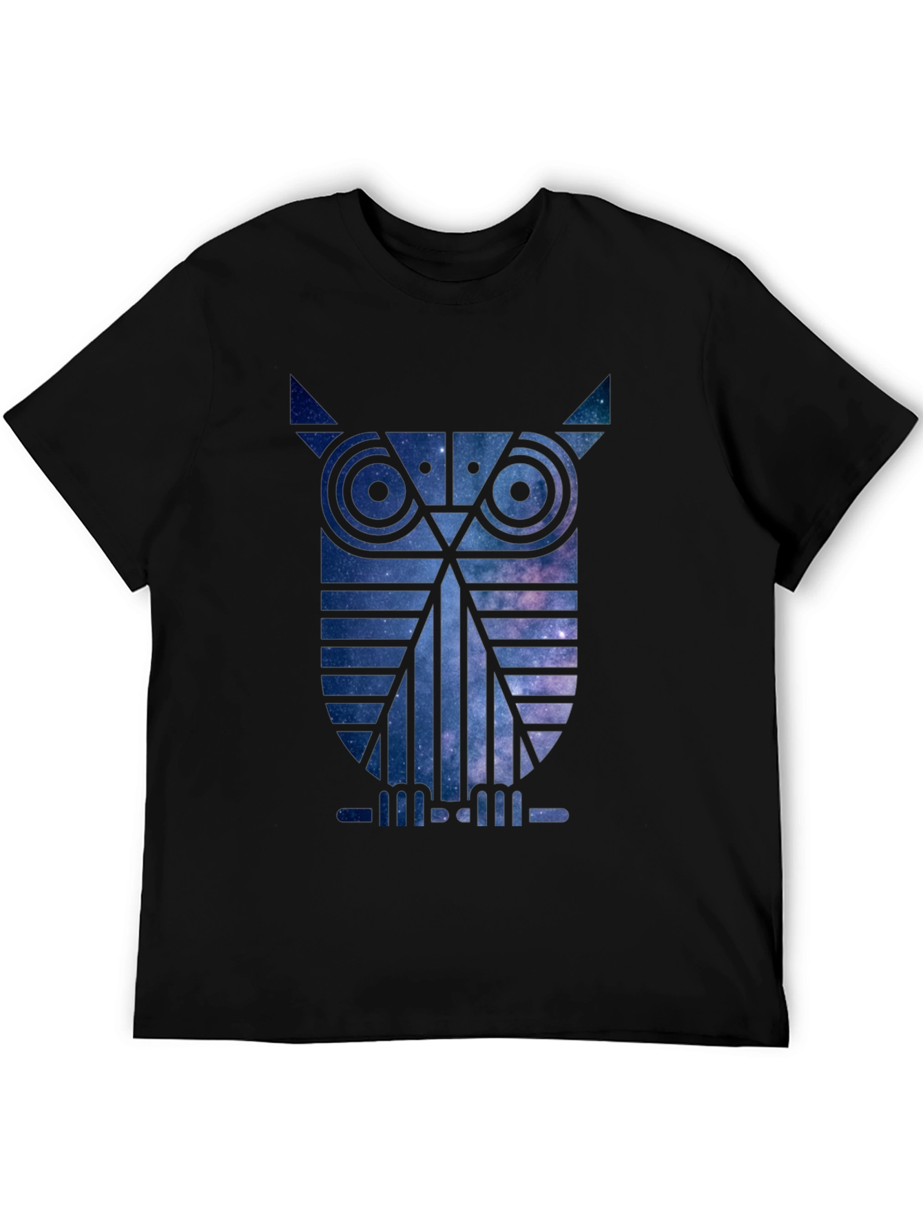 Galaxy Owl Graphic Print Black T-Shirt