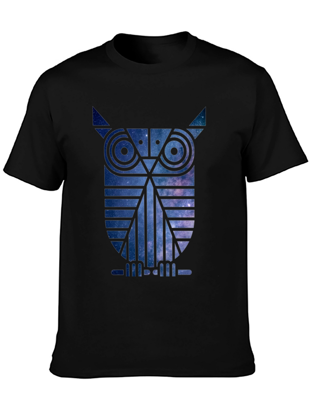 Galaxy Owl Graphic Print Black T-Shirt