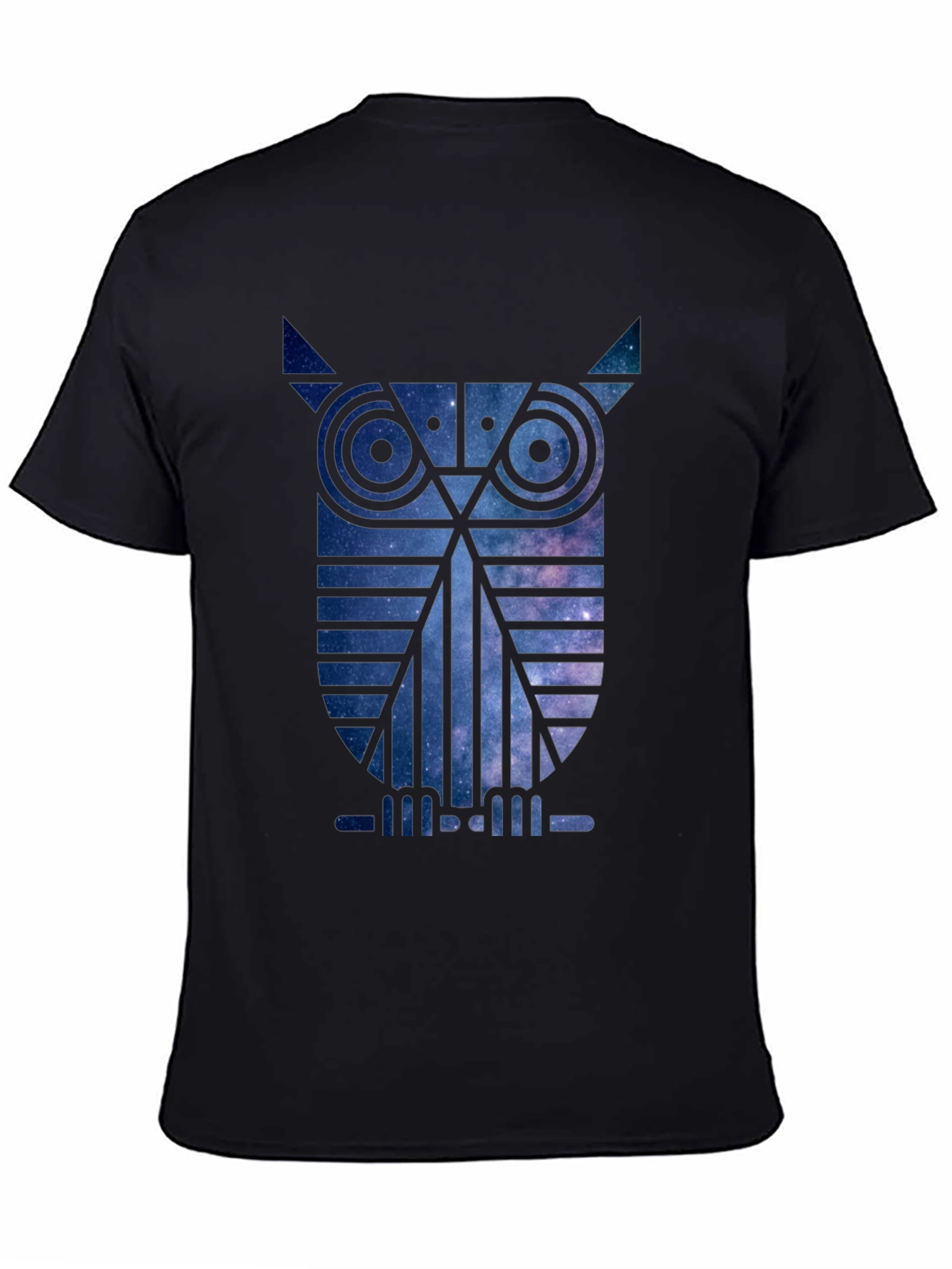 Galaxy Owl Graphic Print Black T-Shirt