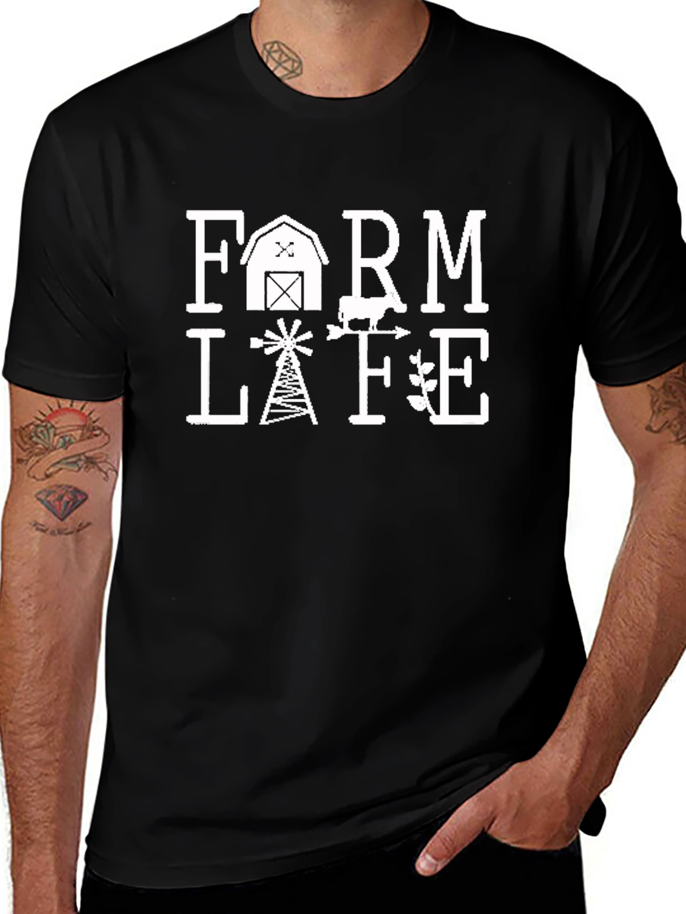 Farm Life Graphic T-Shirt - Black Cotton Tee