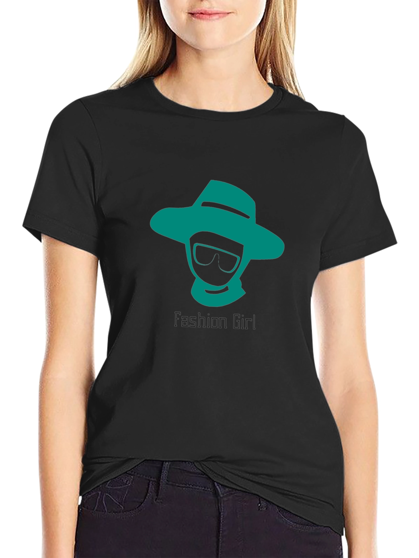 Fashion Girl Graphic Tee - Black Cotton T-Shirt