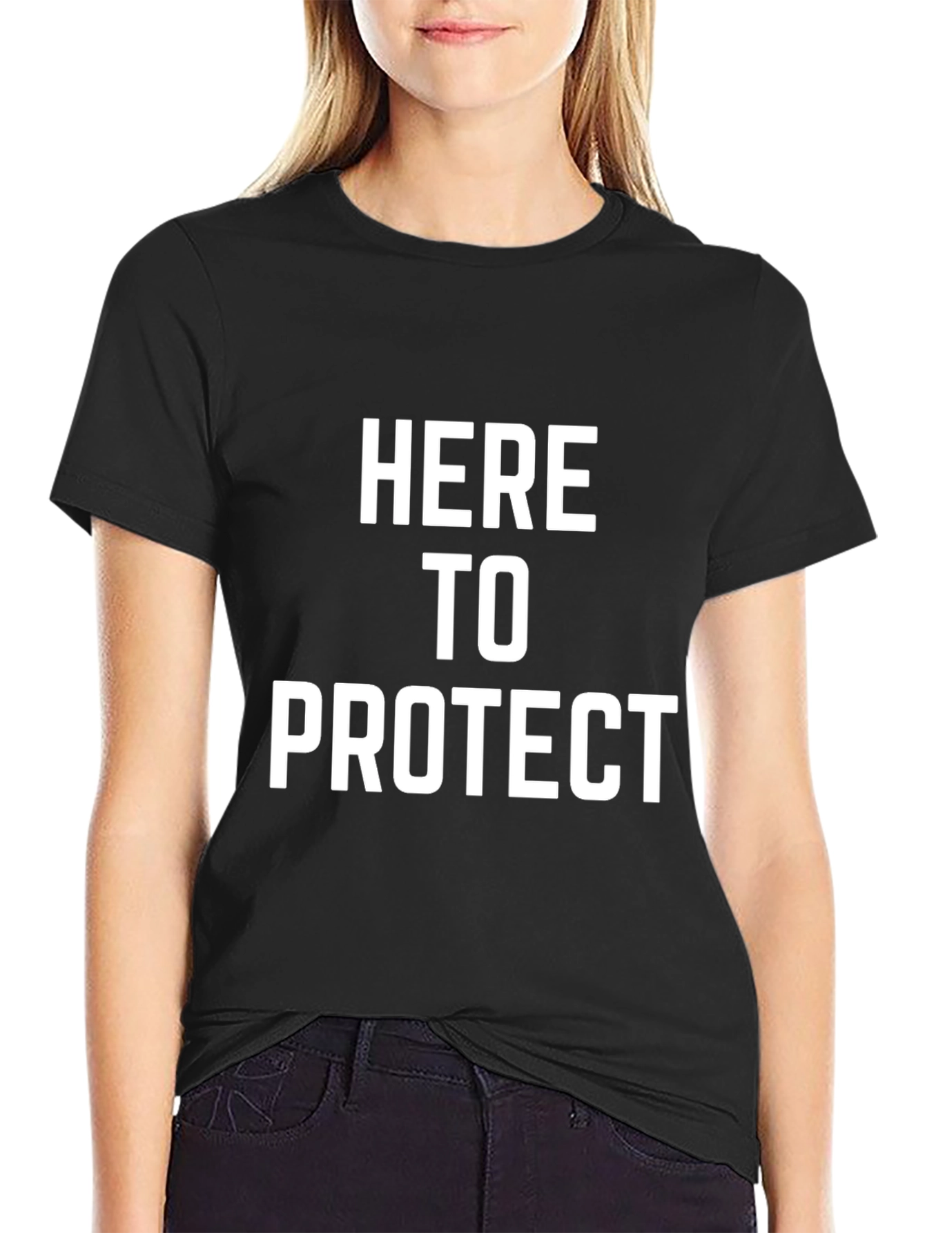 Here to Protect Graphic Tee - Black Cotton T-Shirt