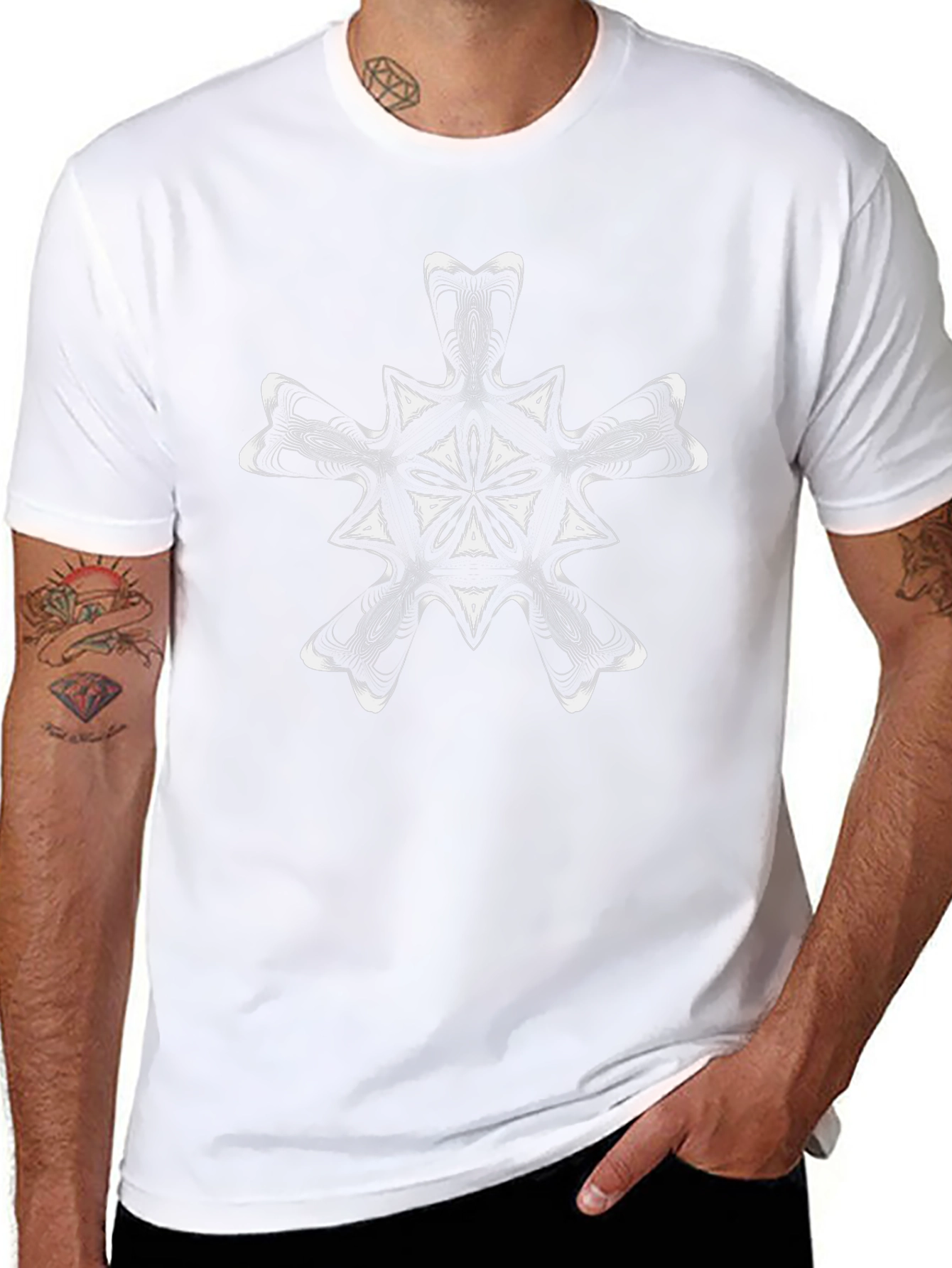 Abstract Snowflake Graphic Black T-Shirt