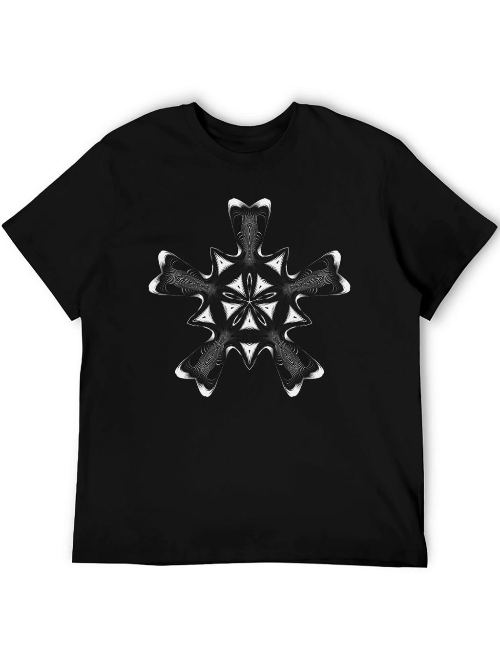 Abstract Snowflake Graphic Black T-Shirt